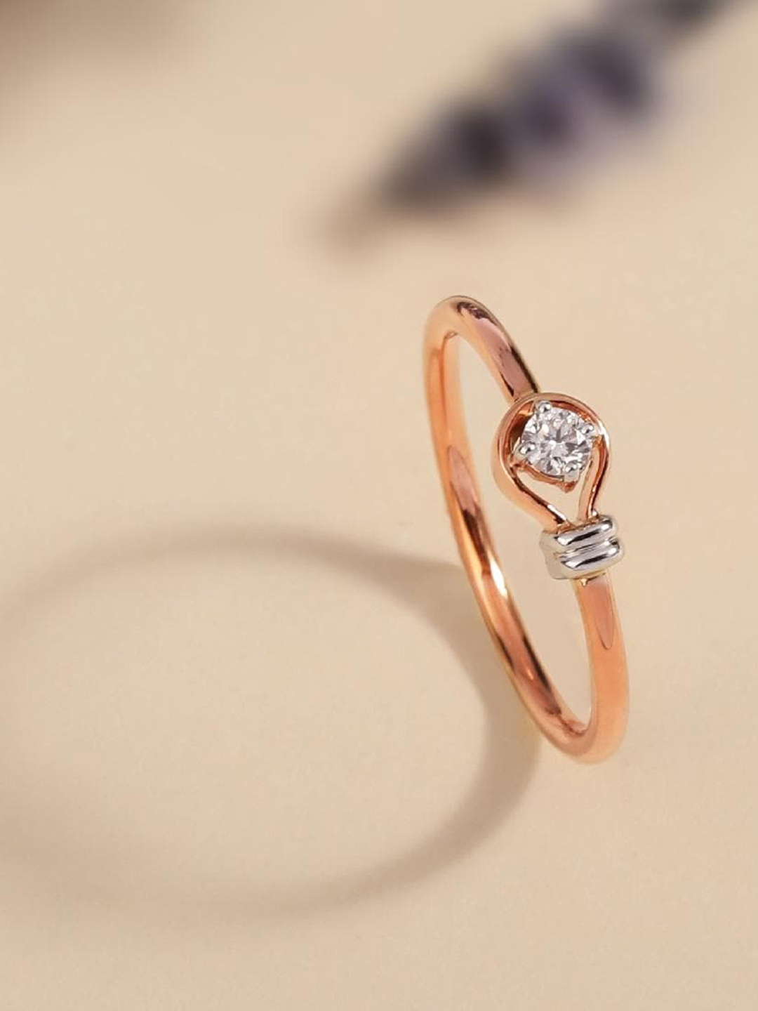 

CANDERE A KALYAN JEWELLERS COMPANY 18KT Rose-Gold Diamond Finger Ring-1.49gm