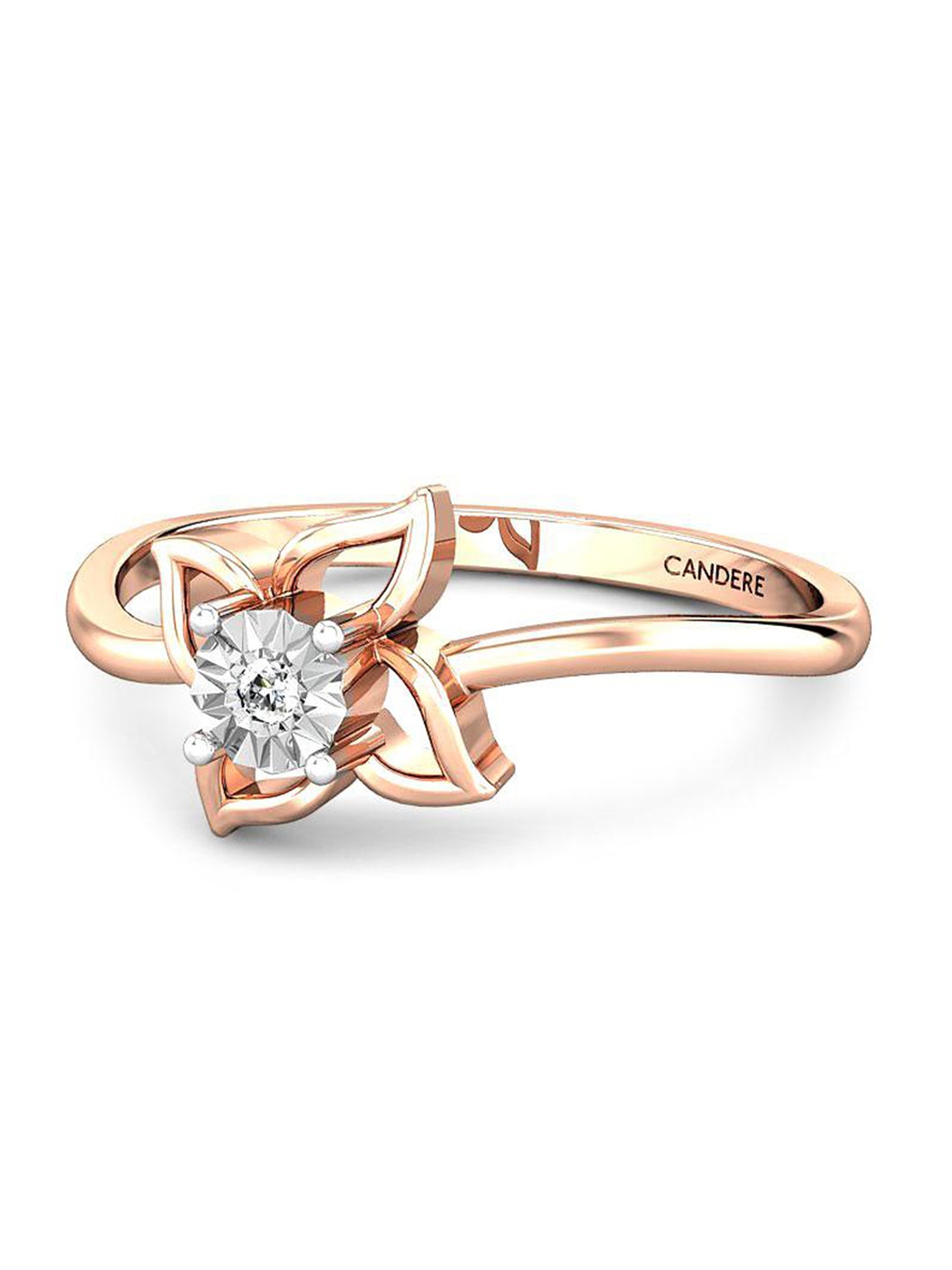 

CANDERE A KALYAN JEWELLERS COMPANY 14KT Rose Gold Diamond Finger Ring-1.23 g