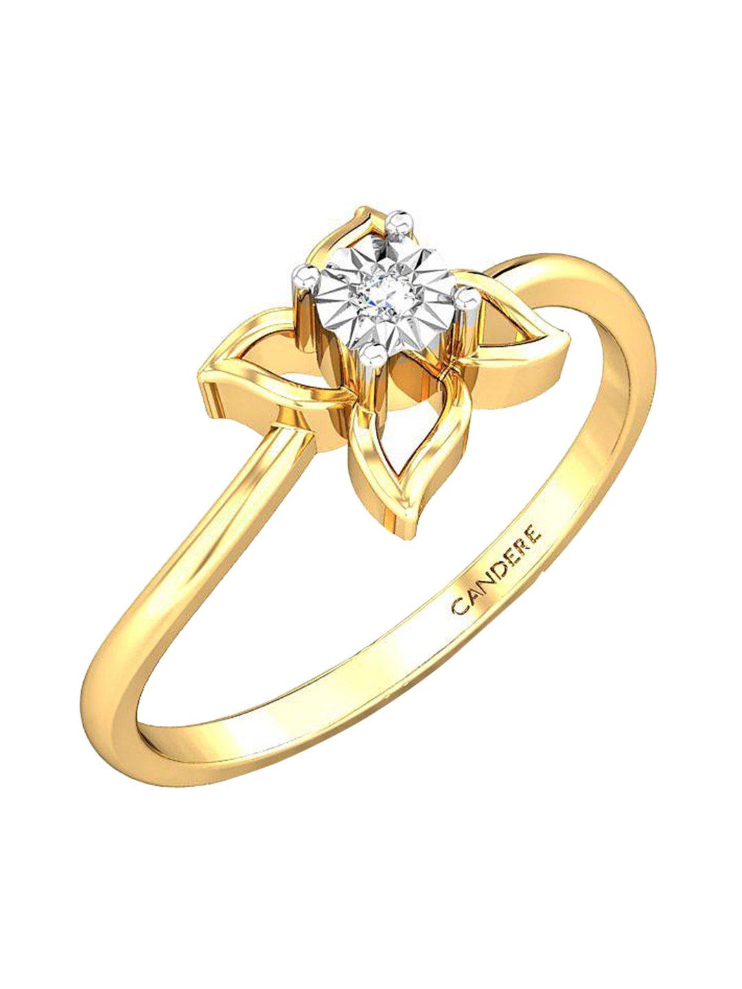 

CANDERE A KALYAN JEWELLERS COMPANY Certified Diamond-Studded 18KT Gold Ring-1.72gm