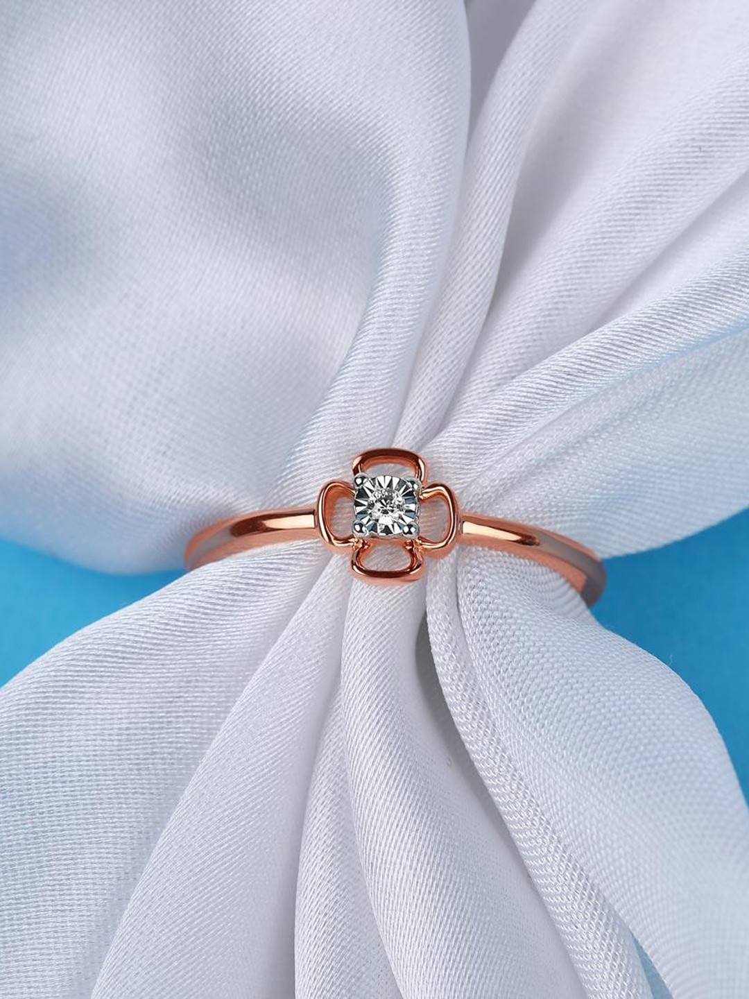 

CANDERE A KALYAN JEWELLERS COMPANY 14KT Rose Gold Diamond Finger Ring 1.89 g