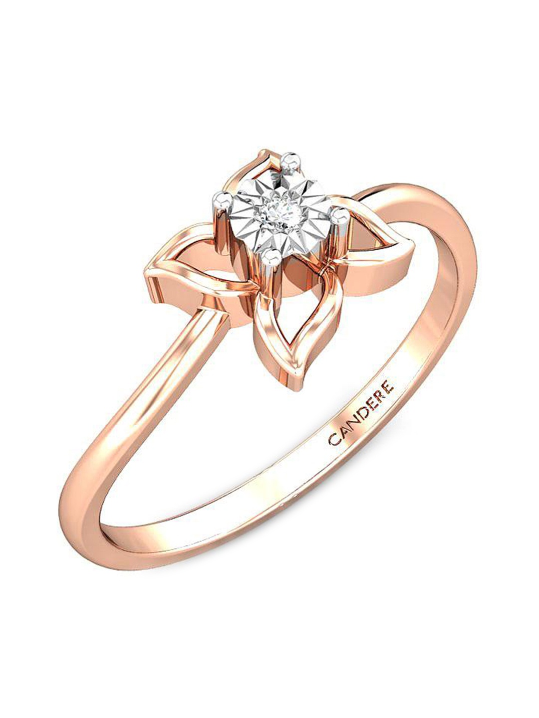 

CANDERE A KALYAN JEWELLERS COMPANY Diamond-Studded 14KT Rose Gold Ring