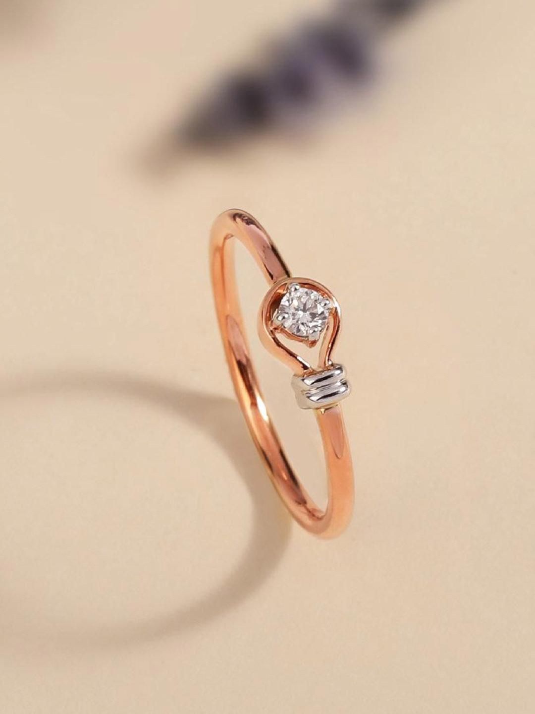 

CANDERE A KALYAN JEWELLERS COMPANY Diamond-Studded 14KT Rose Gold Ring- 1.13 g
