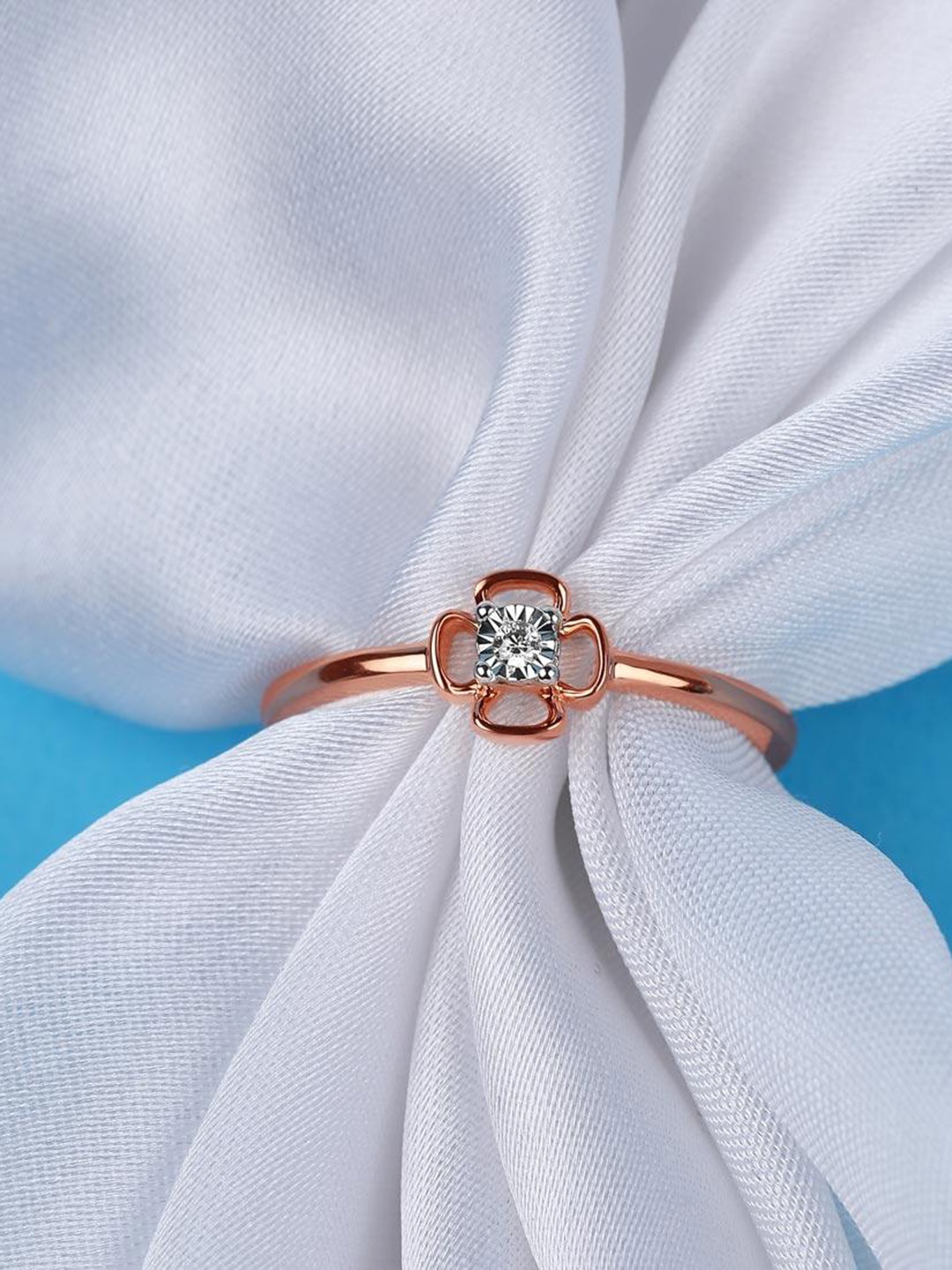 

CANDERE A KALYAN JEWELLERS COMPANY Diamond-Studded 18KT Rose Gold Ring-2.22 g