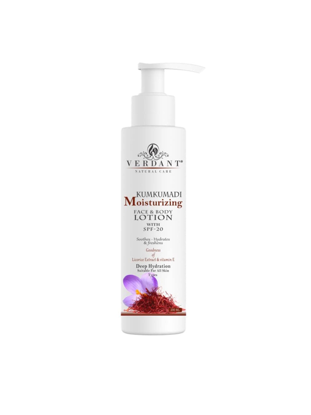 

Verdant Natural Care Kumkumadi Body Lotion with SPF 20 - 200ml, White