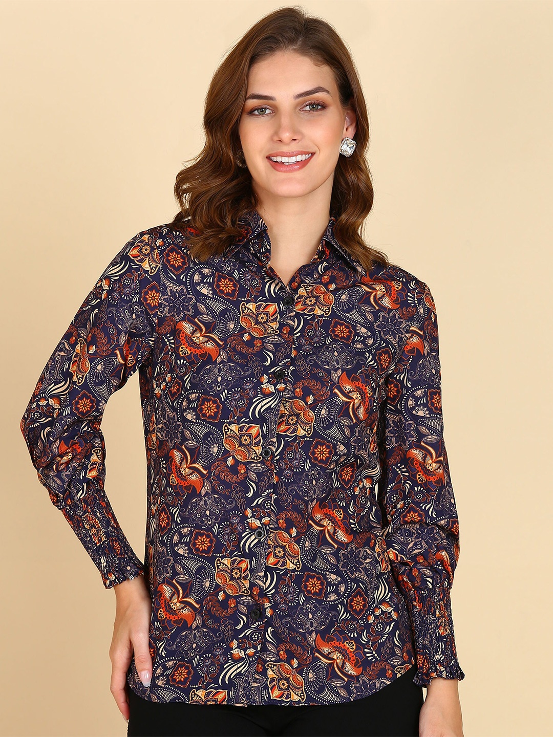

ZNX Clothing Classic Floral Opaque Printed Casual Shirt, Blue