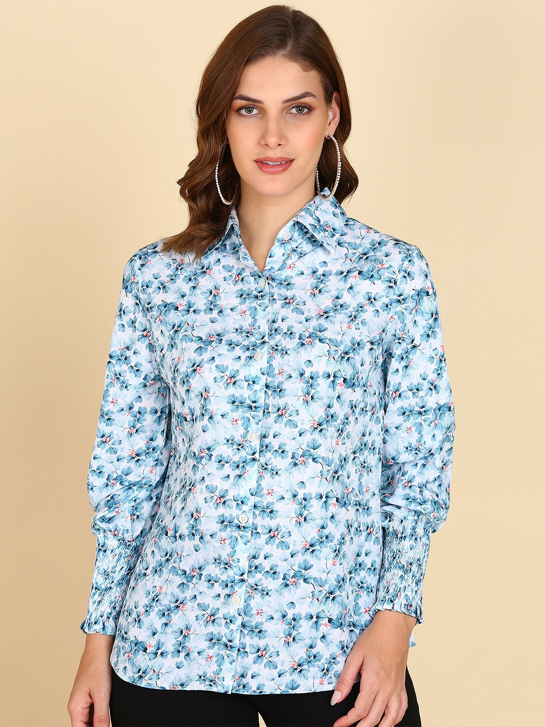 

ZNX Clothing Classic Floral Opaque Printed Casual Shirt, Blue