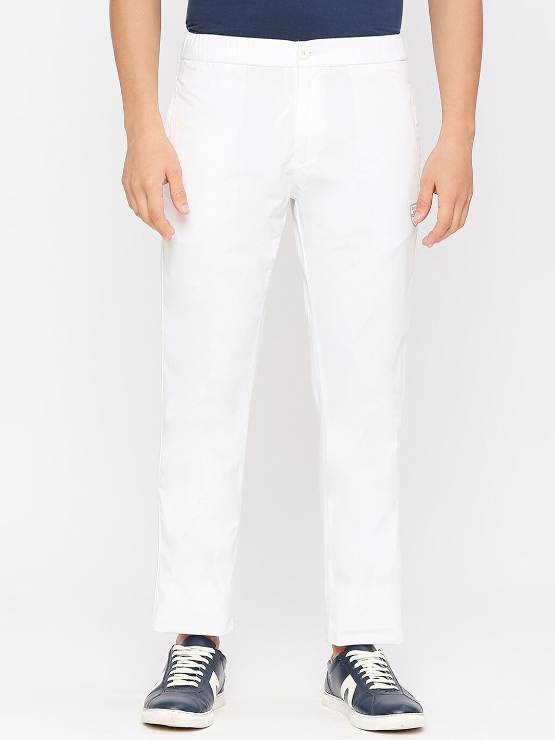 

beevee Men Regular Fit Mid-Rise Pure Cotton Track Pants, White