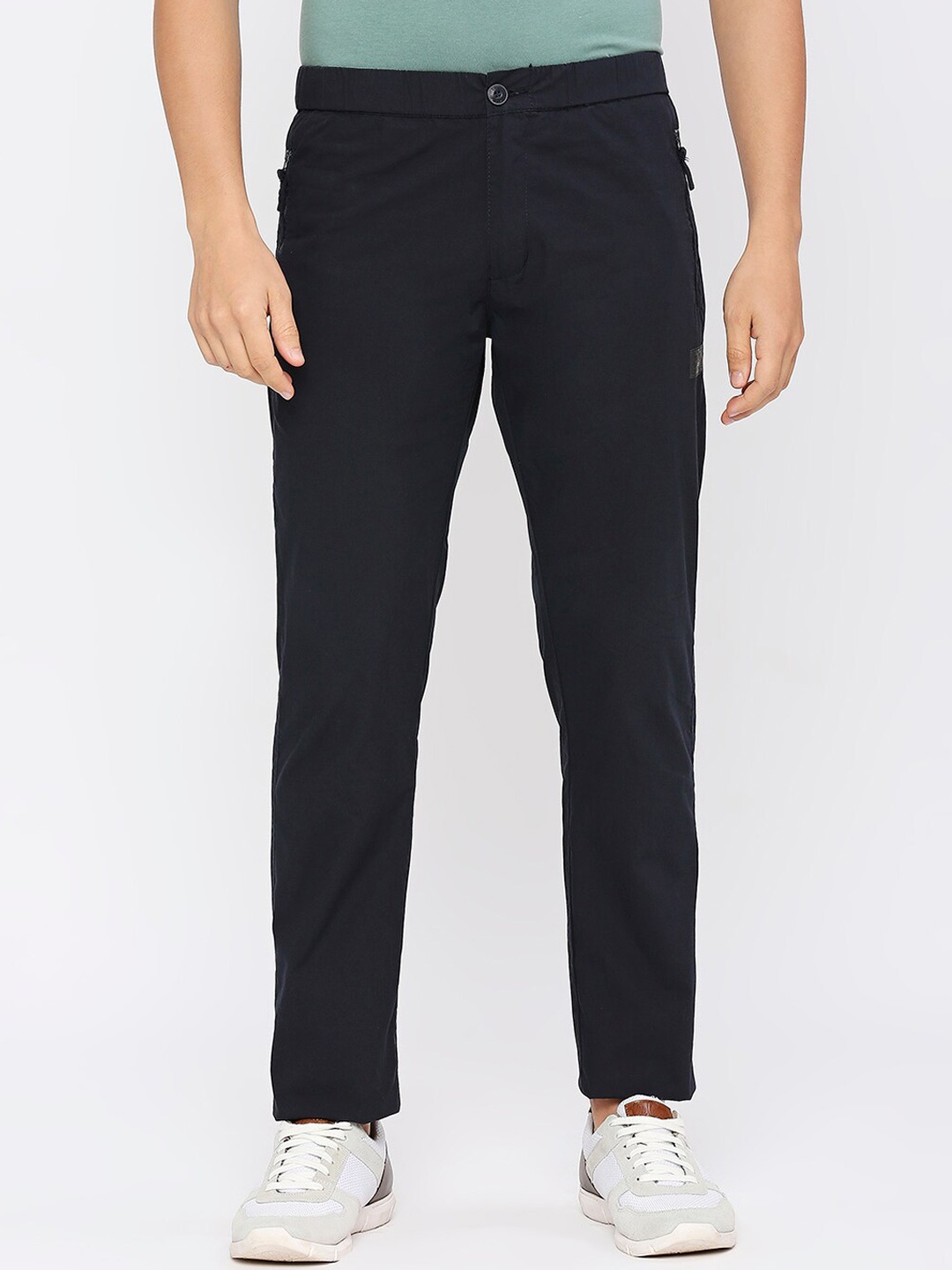

beevee Men Regular Fit Mid-Rise Pure Cotton Track Pants, Navy blue