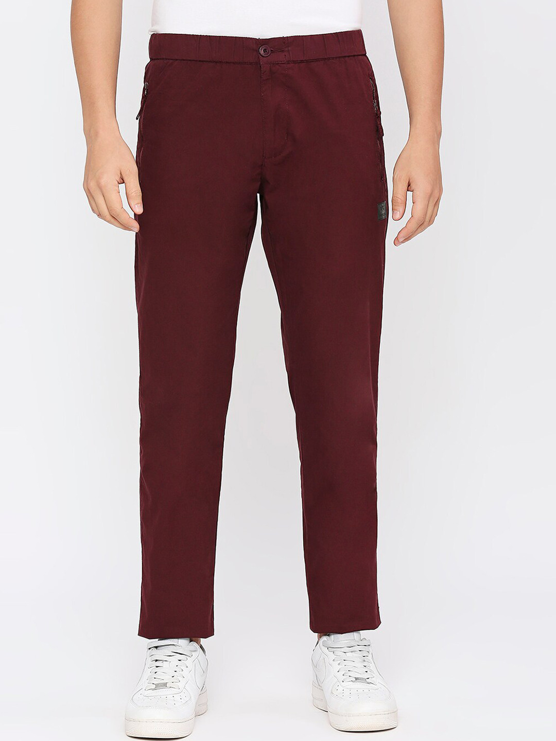

beevee Men Elasticated Comfortable Pure Cotton Track Pant, Burgundy