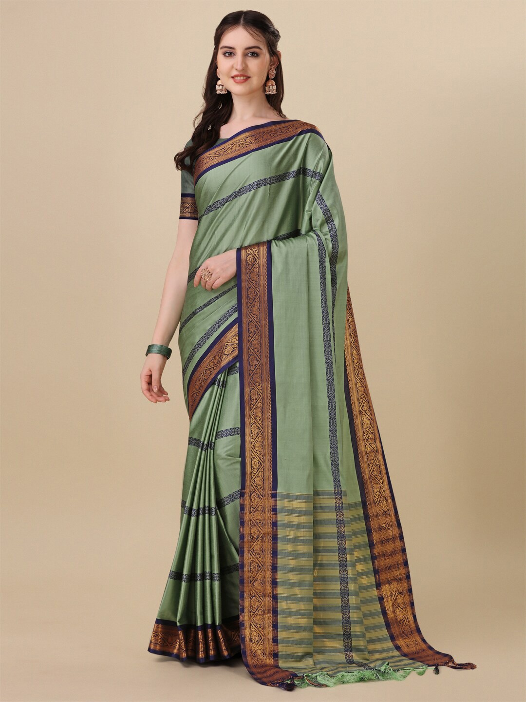 

KALINI Ethnic Woven Design Silk Cotton Saree, Green