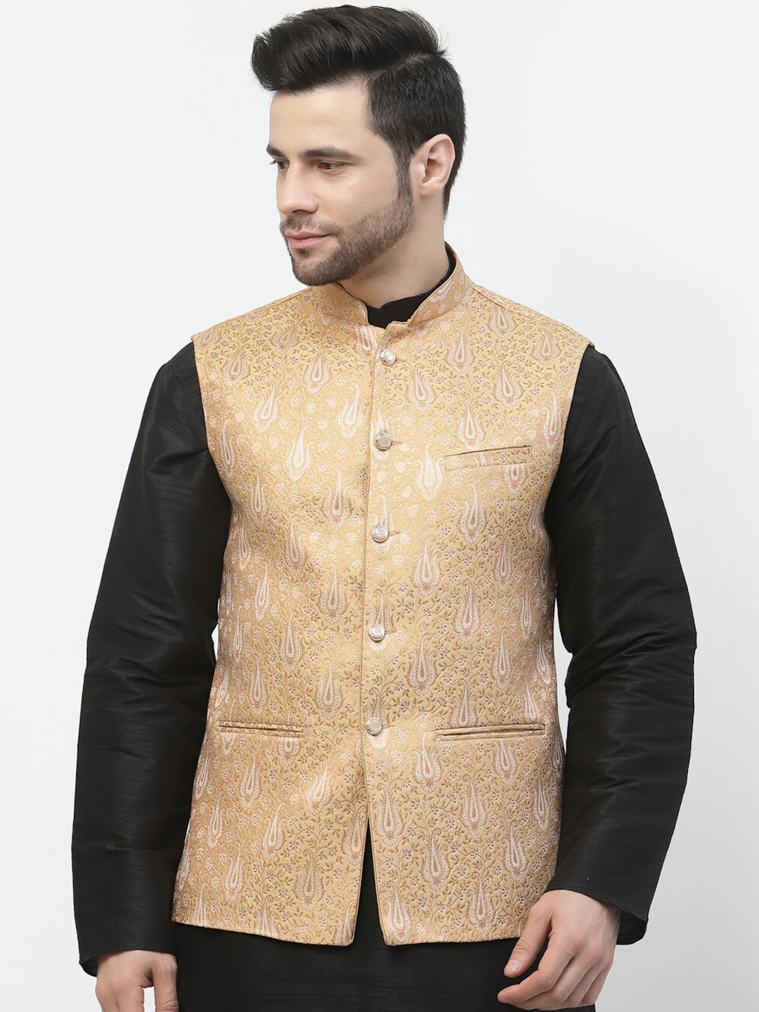 

Badoliya & Sons Woven Design Nehru Jackets, Beige