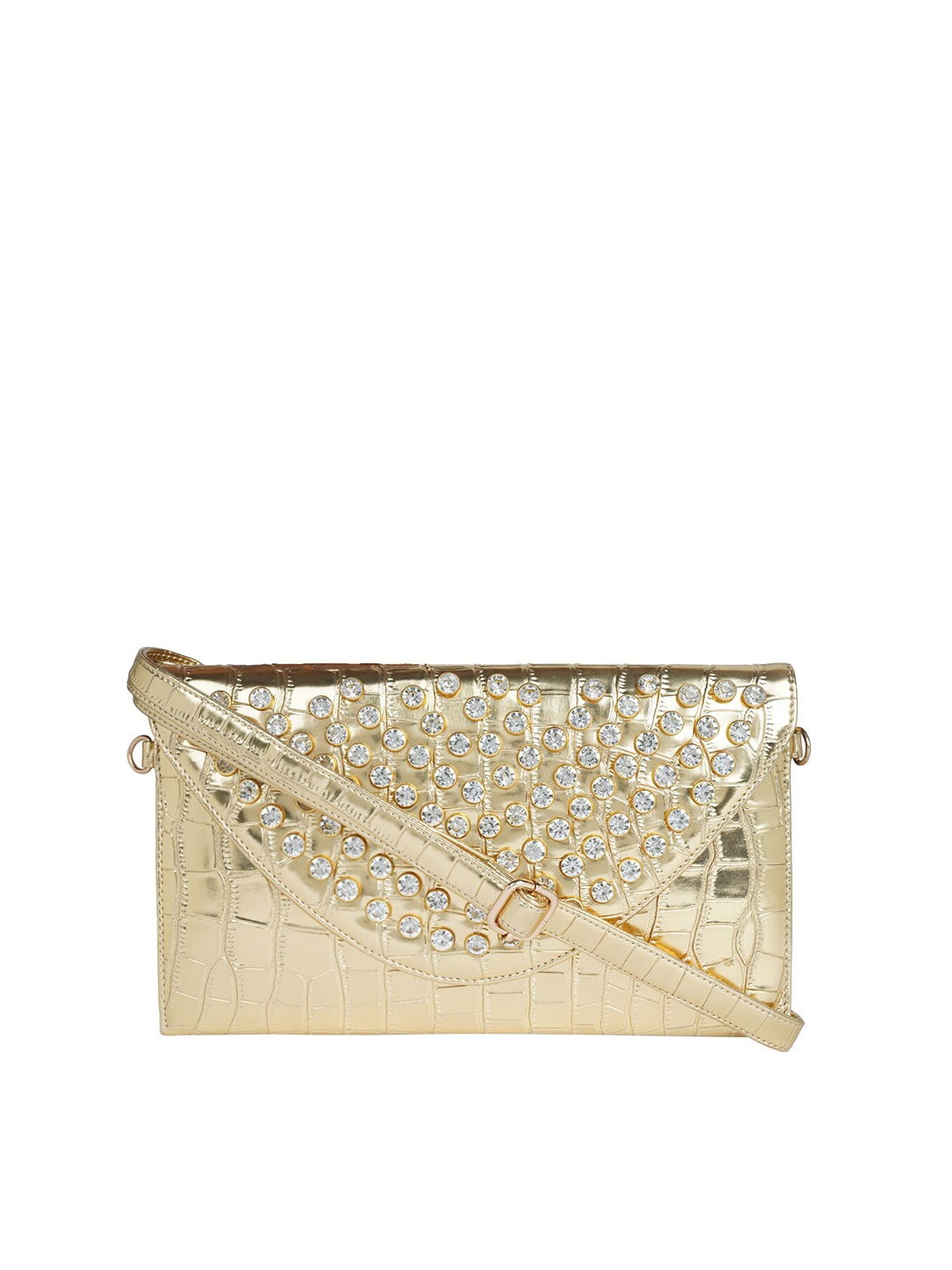 

HORRA Women Embellished Envelope Clutch, Gold