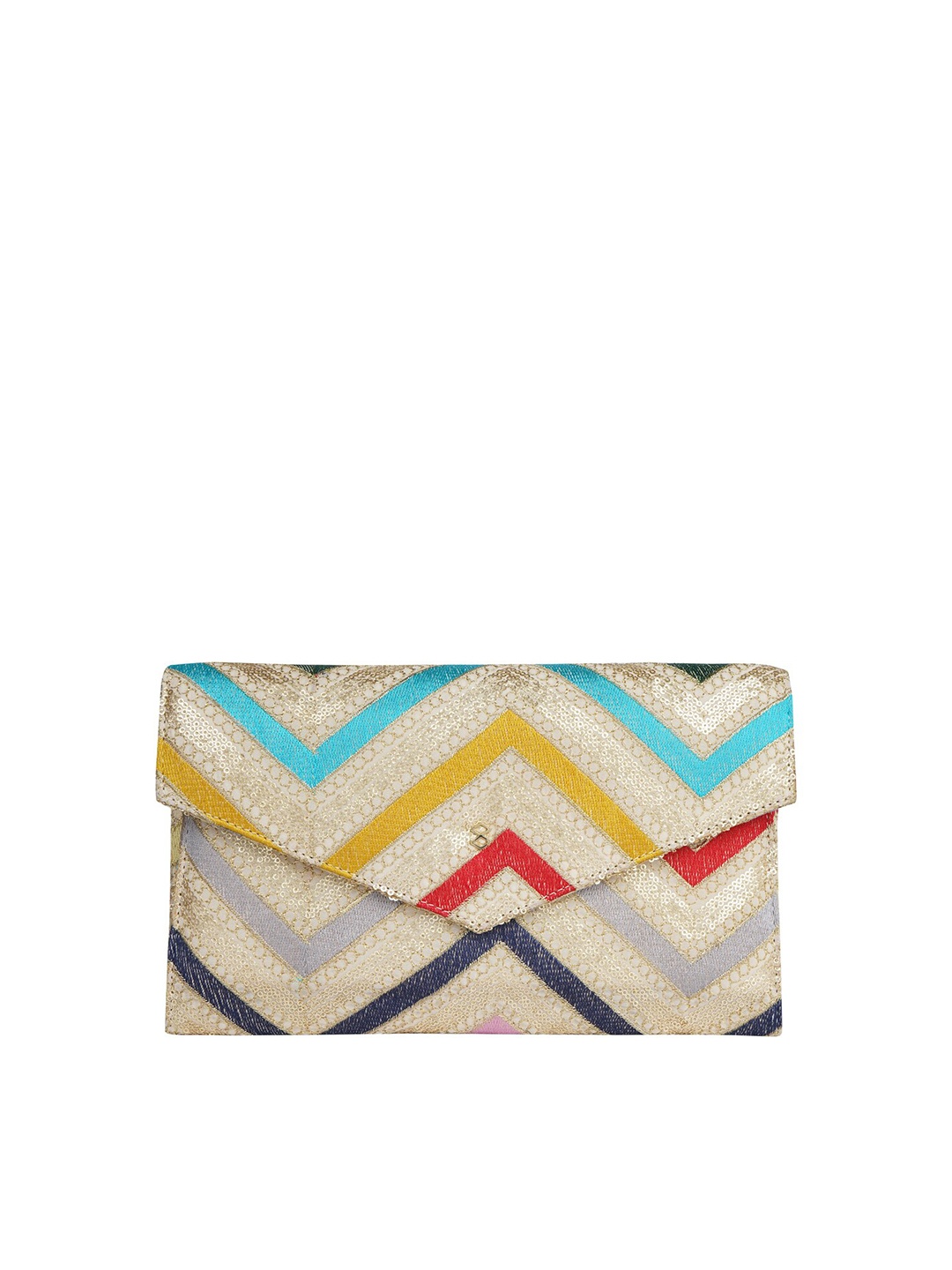 

HORRA Women Embroidered Fabric Envelope Clutch, Beige