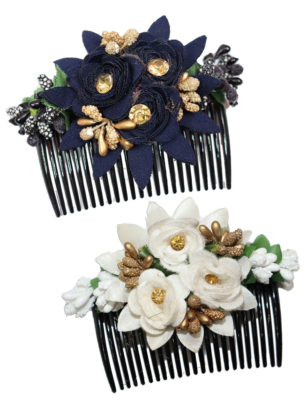 

Krelin Women Set of 2 Embellished Comb Pins, White