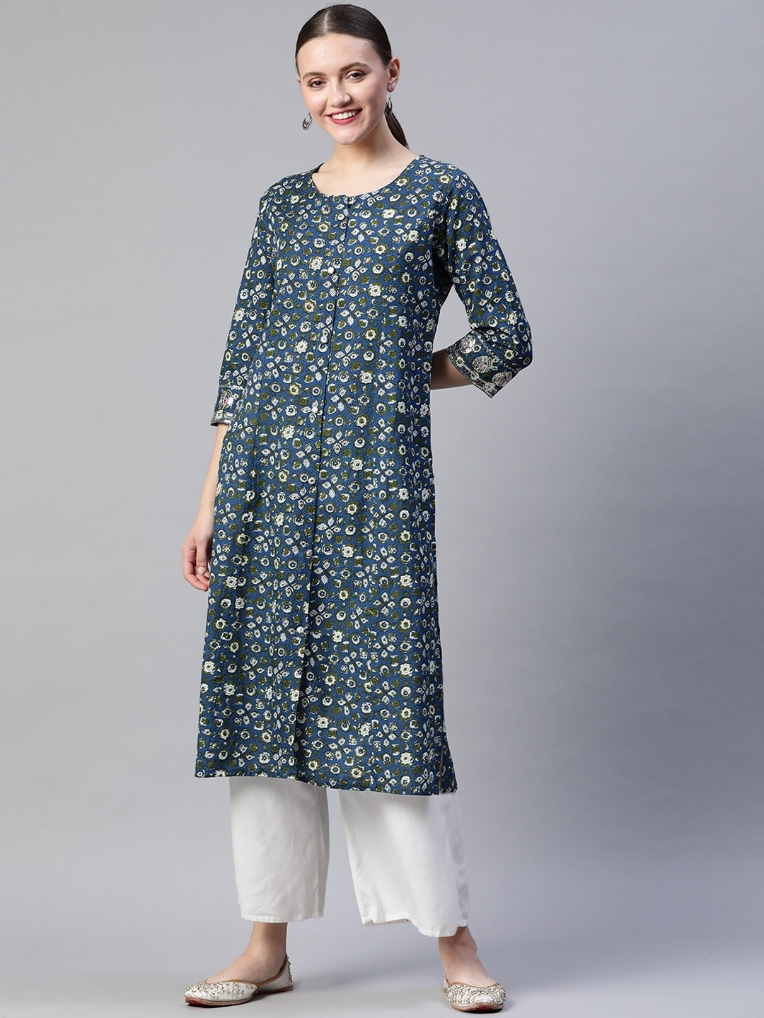 

Readiprint Fashions Ethnic Motifs Printed Cotton Kurta, Blue