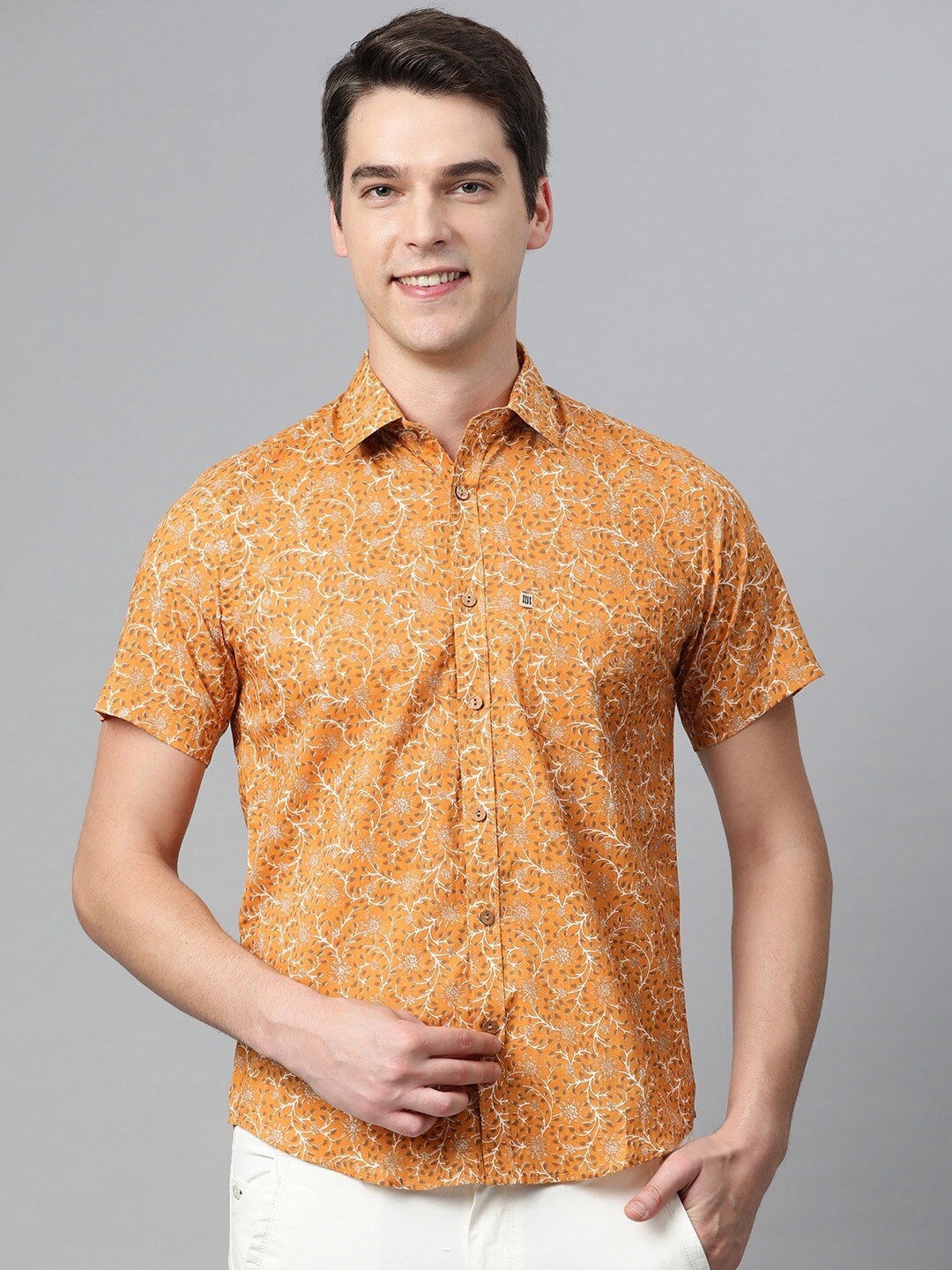 

Readiprint Men Floral Printed Cotton Comfort Opaque Casual Shirt, Mustard