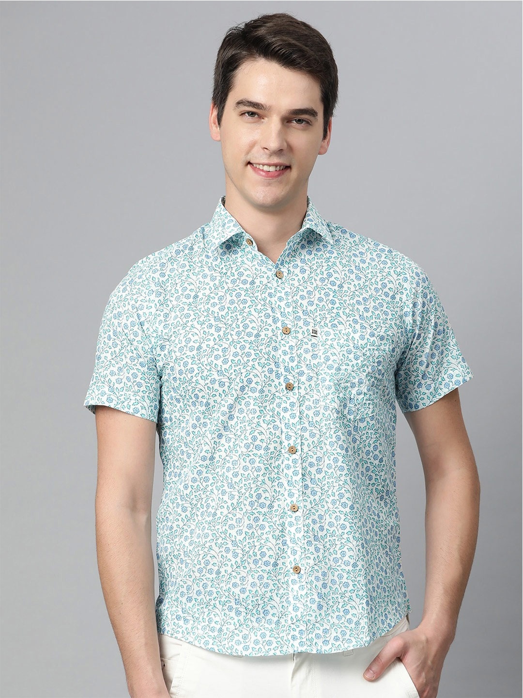 

Readiprint Fashions Men Floral Printed Casual Cotton Shirt, Off white