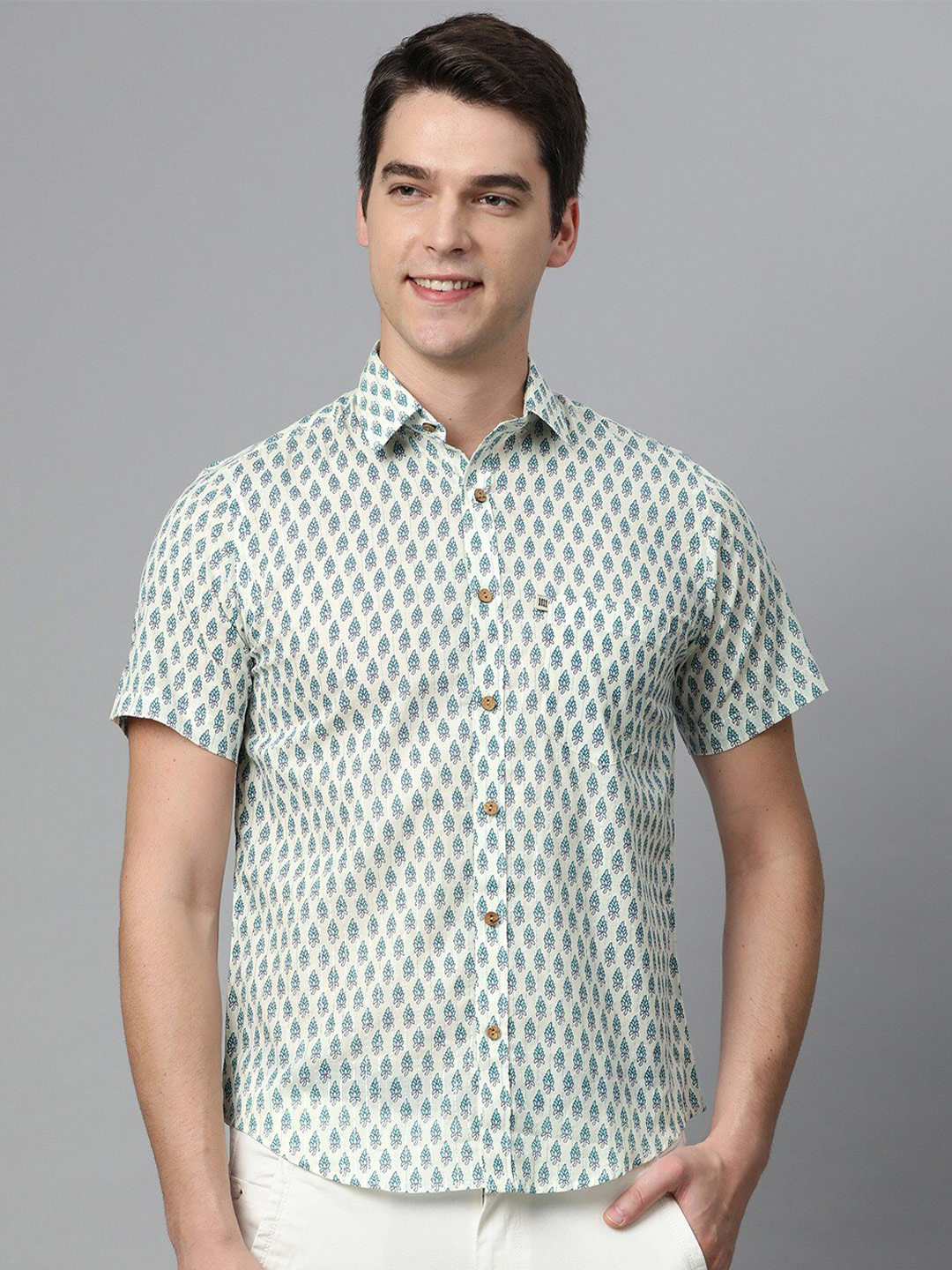 

Readiprint Men Printed Casual Cotton Shirt, Off white