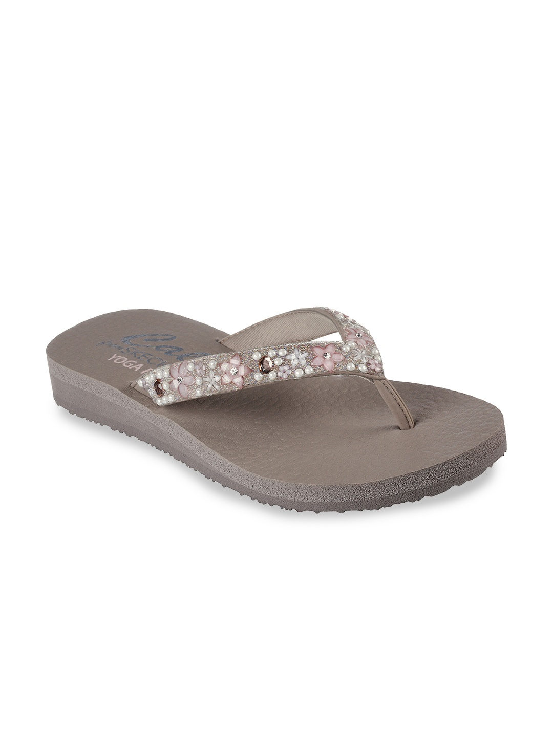 

Skechers Women MEDITATION-DAISY DELIGHT Embellished Open Toe Flats, Brown