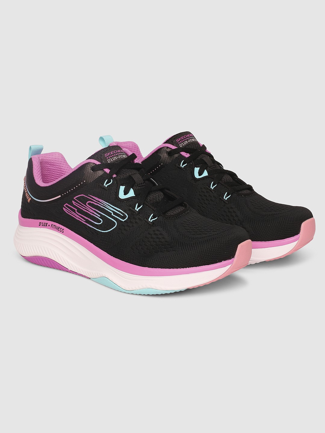 

Skechers Women D'Lux Fitness-New Moxie Woven-Designed Sneakers, Black