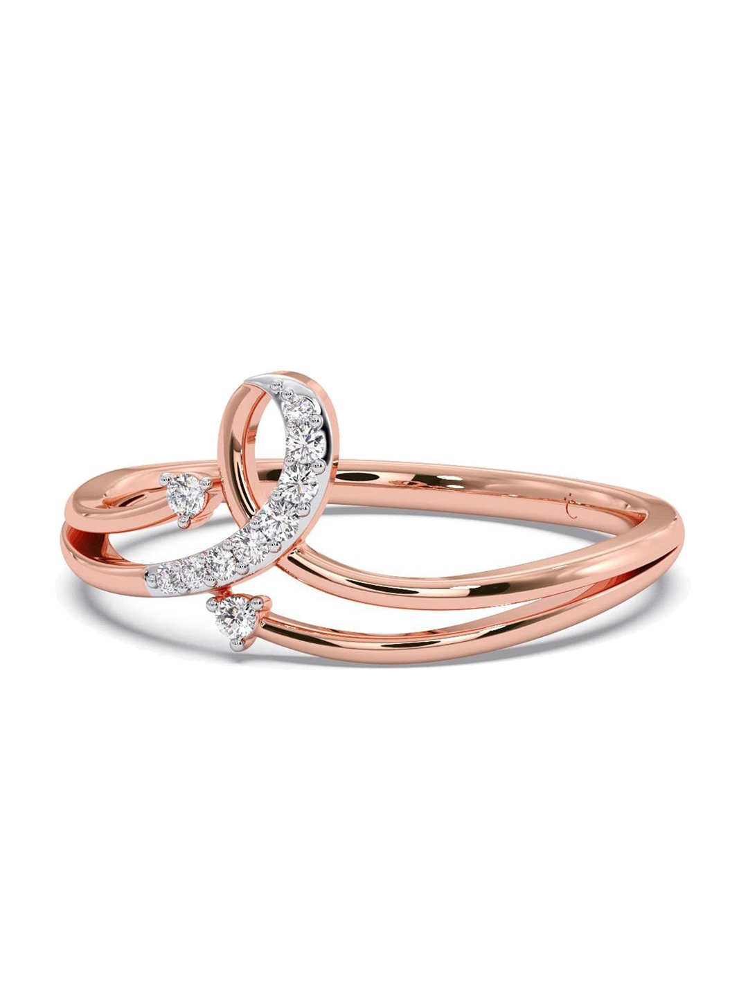 

CANDERE A KALYAN JEWELLERS COMPANY 14KT Rose Gold Diamond Finger Ring 1.45 gm