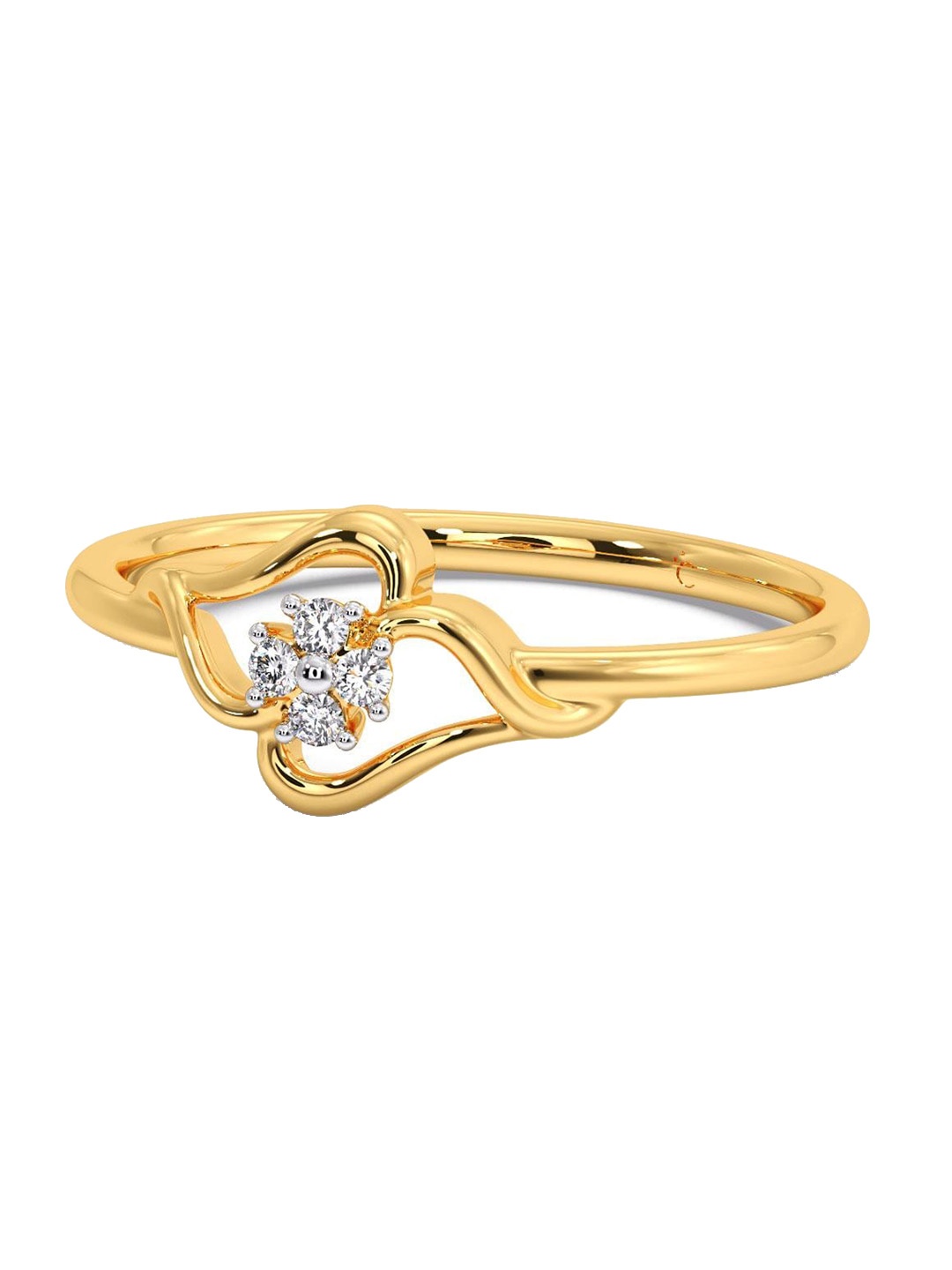 

CANDERE A KALYAN JEWELLERS COMPANY 18K BIS Hallmark Yellow Gold & Certified Diamond-Studded Finger Ring