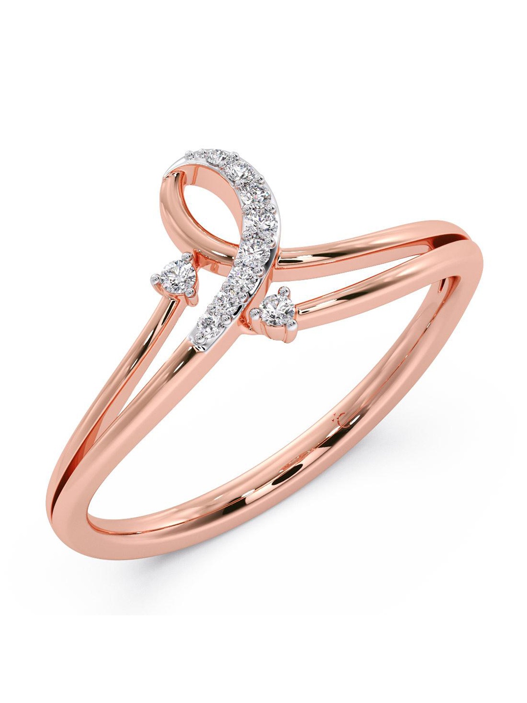 

CANDERE A KALYAN JEWELLERS COMPANY Diamond-Studded 14 KT Rose Gold Ring- 1.62 gm