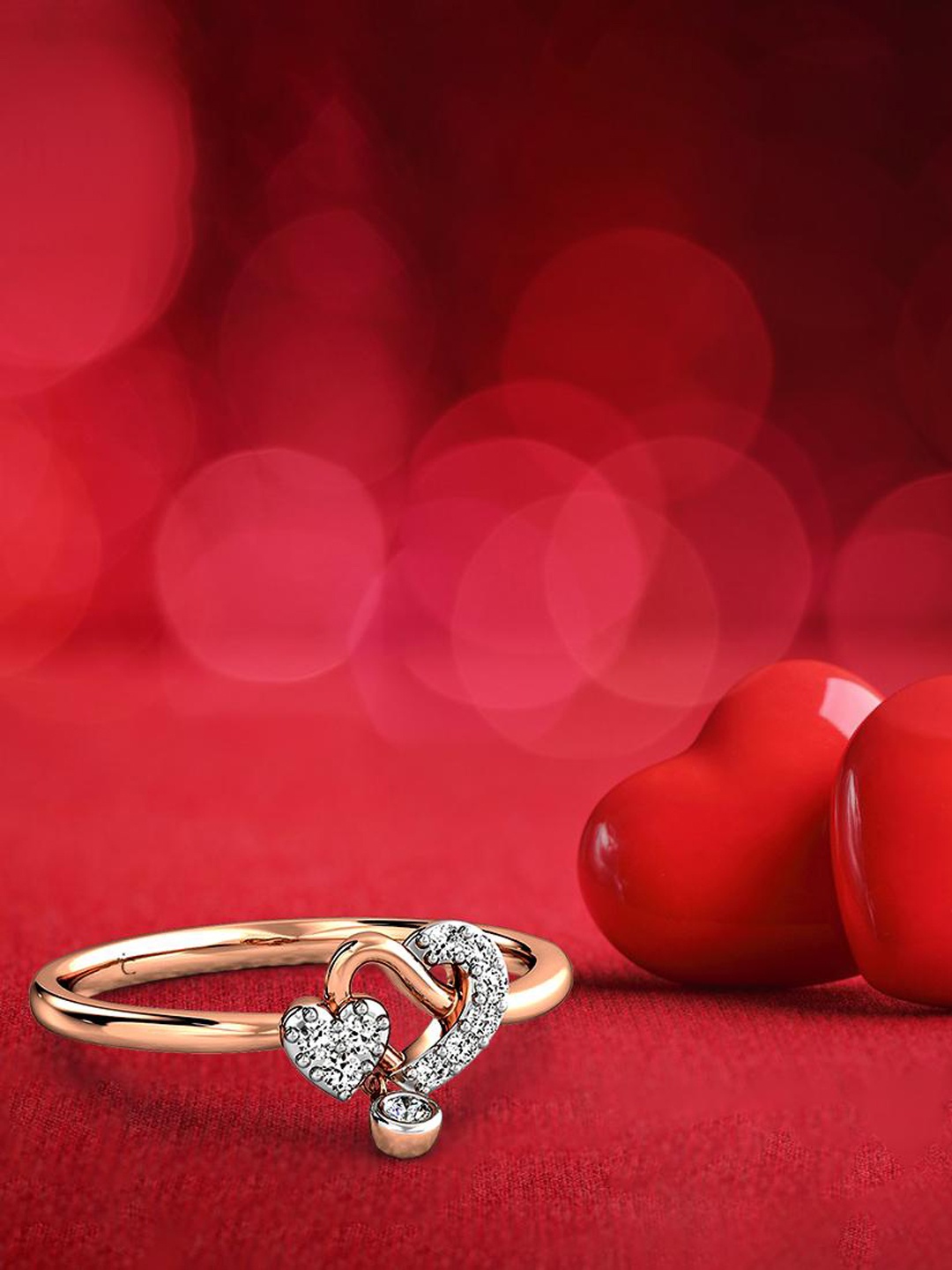 

CANDERE A KALYAN JEWELLERS COMPANY Diamond-Studded 18KT Rose Gold Ring 1.91 g