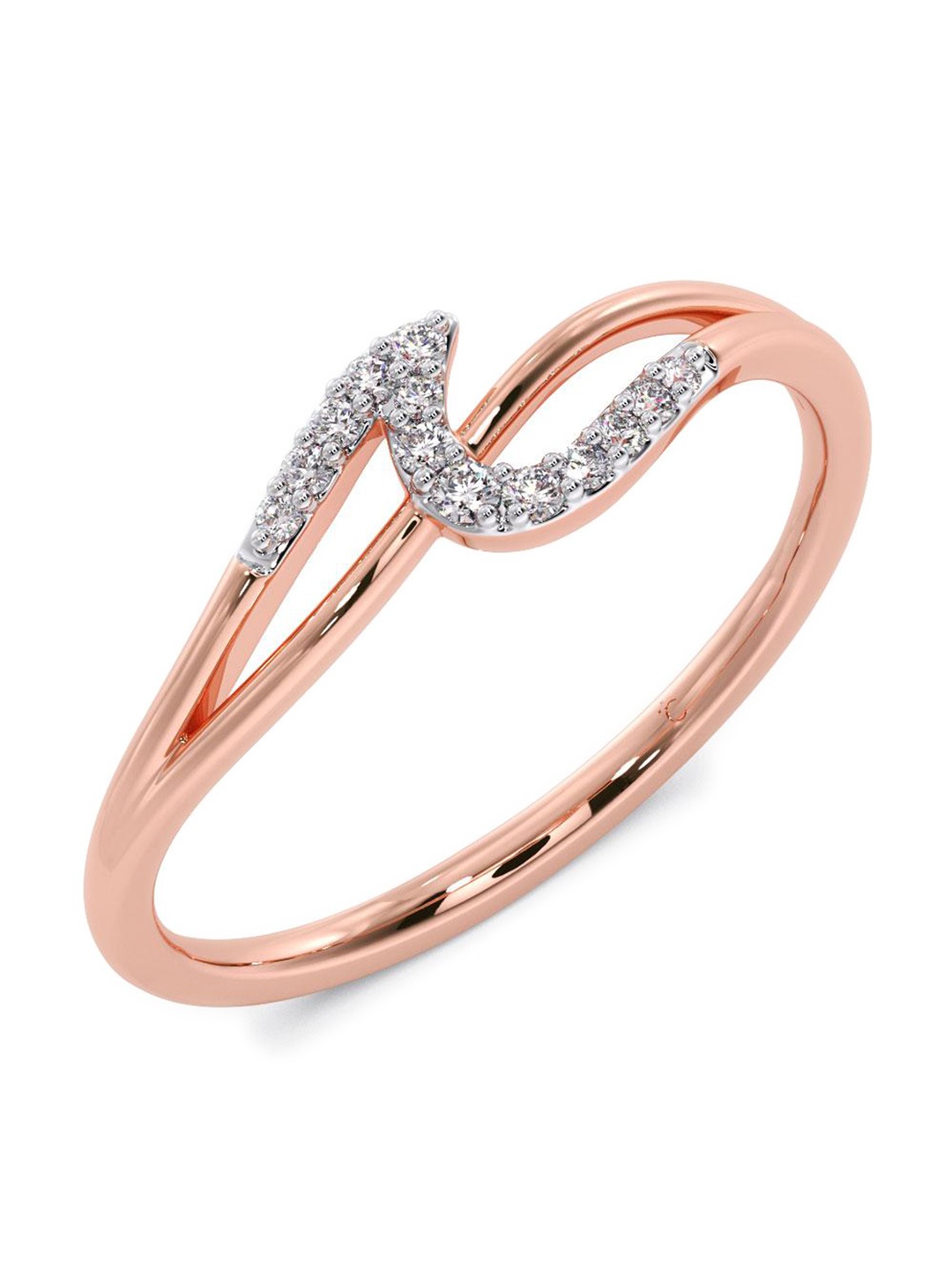 

CANDERE A KALYAN JEWELLERS COMPANY Diamond-Studded 18KT Rose Gold Ring