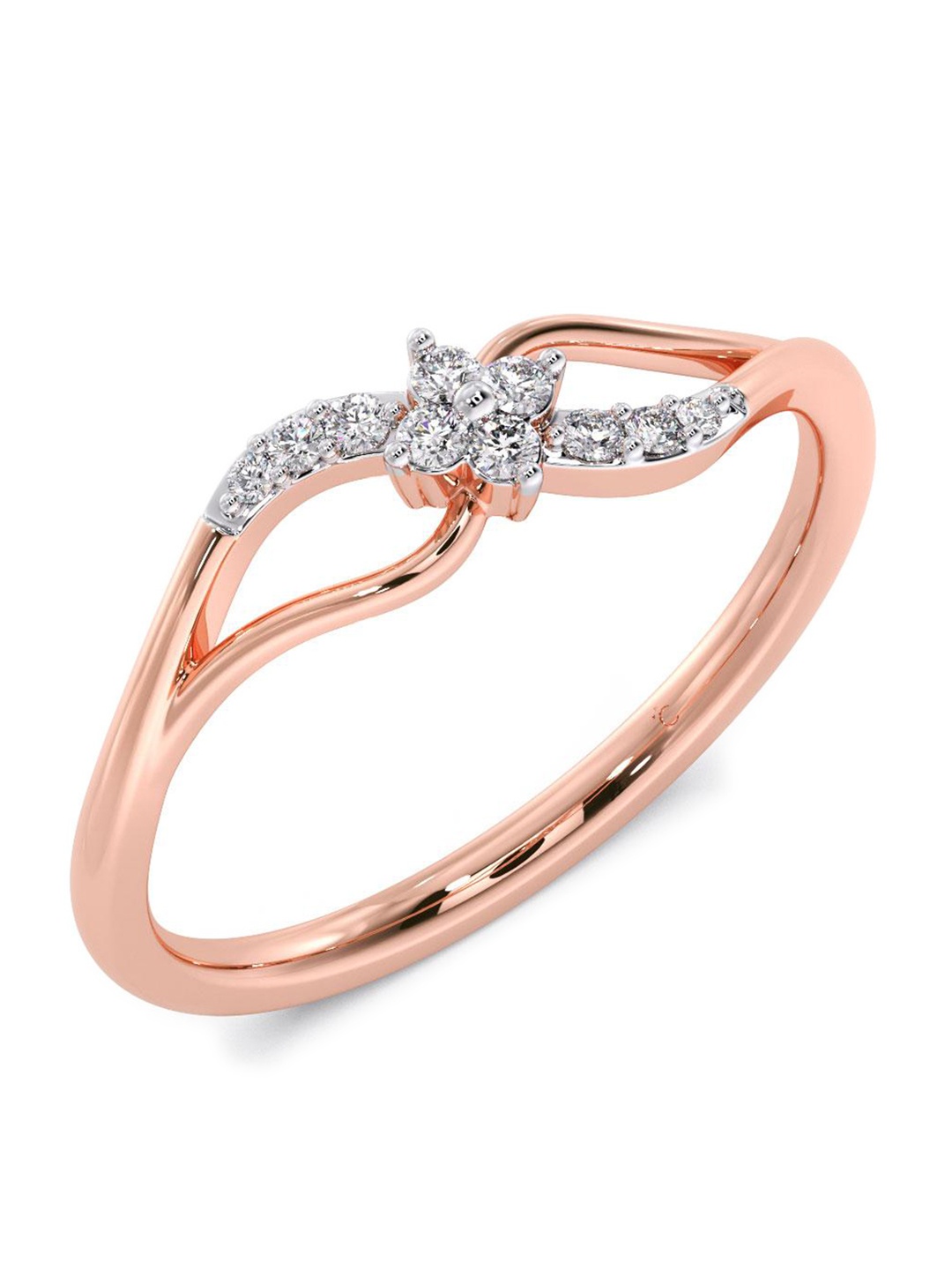

CANDERE A KALYAN JEWELLERS COMPANY Diamond-Studded 14KT Rose Gold Ring