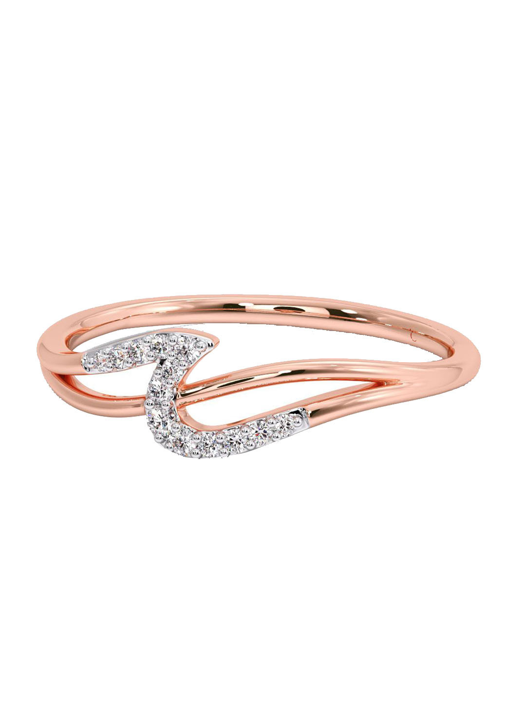 

CANDERE A KALYAN JEWELLERS COMPANY 14KT Rose Gold Diamond Finger Ring-1.01 g