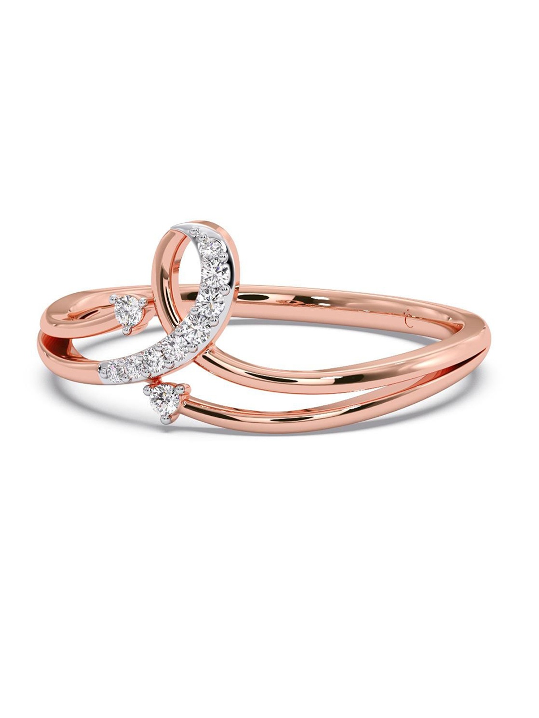 

CANDERE A KALYAN JEWELLERS COMPANY Diamond-Studded 18KT Rose Gold Ring 1.97 g
