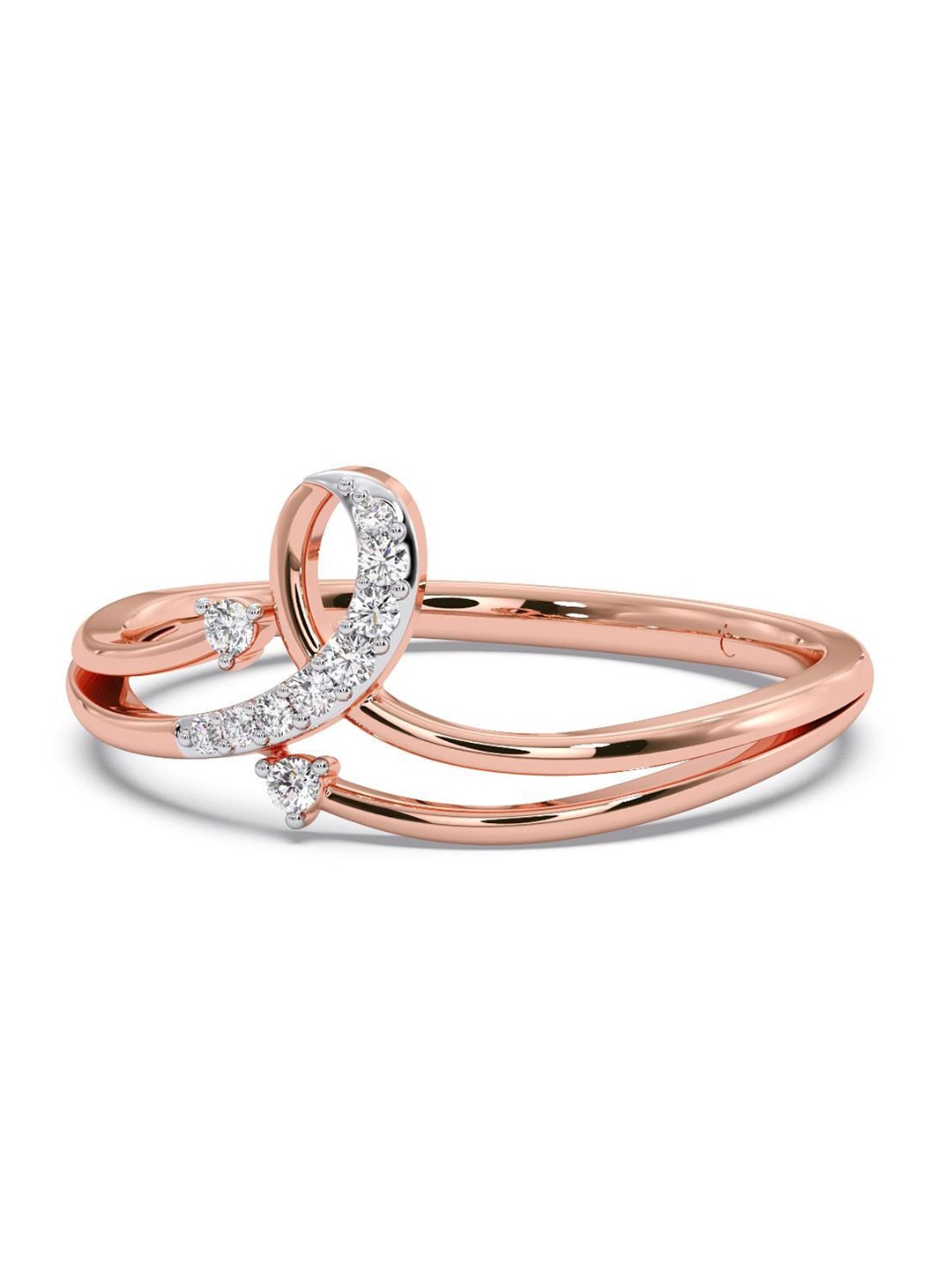 

CANDERE A KALYAN JEWELLERS COMPANY Diamond-Studded 14KT Rose Gold Ring