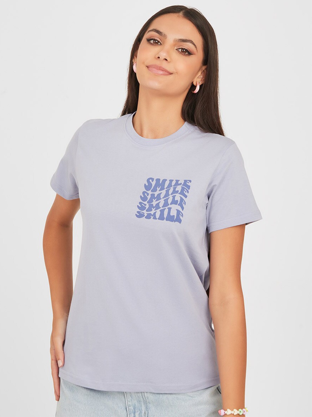 

Styli Women Blue Printed T-shirt