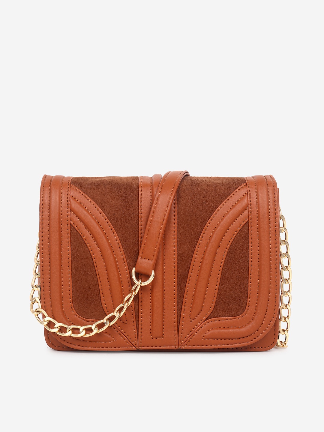 

Black Spade Textured Structured Sling Bag, Tan