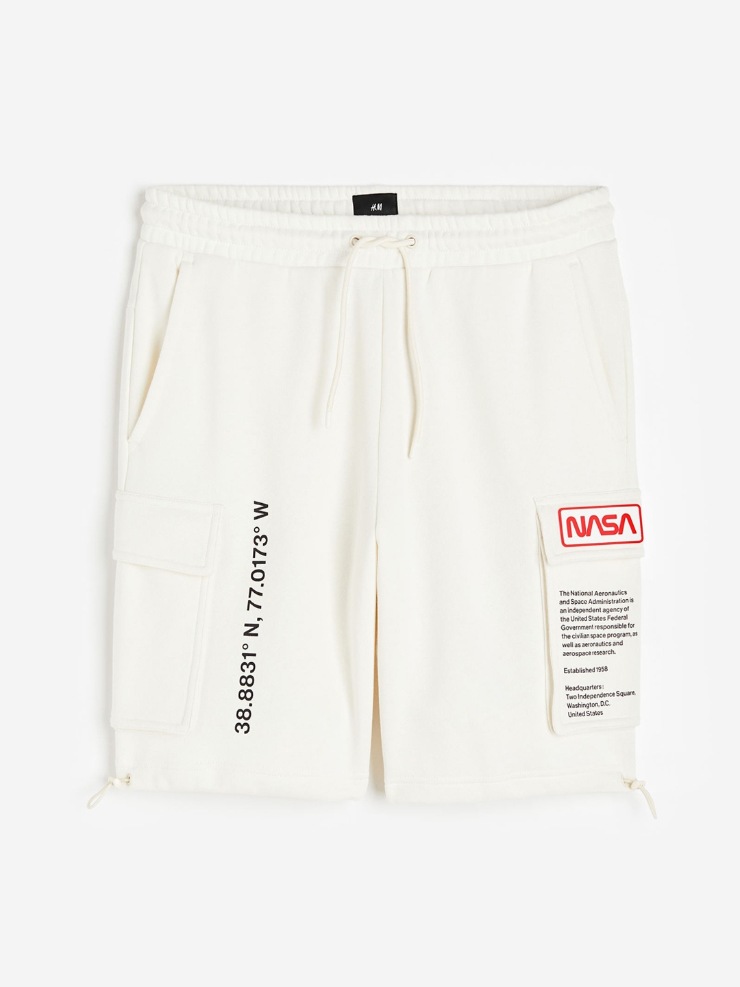 

H&M Men NASA Printed Sweatshirt Shorts, White