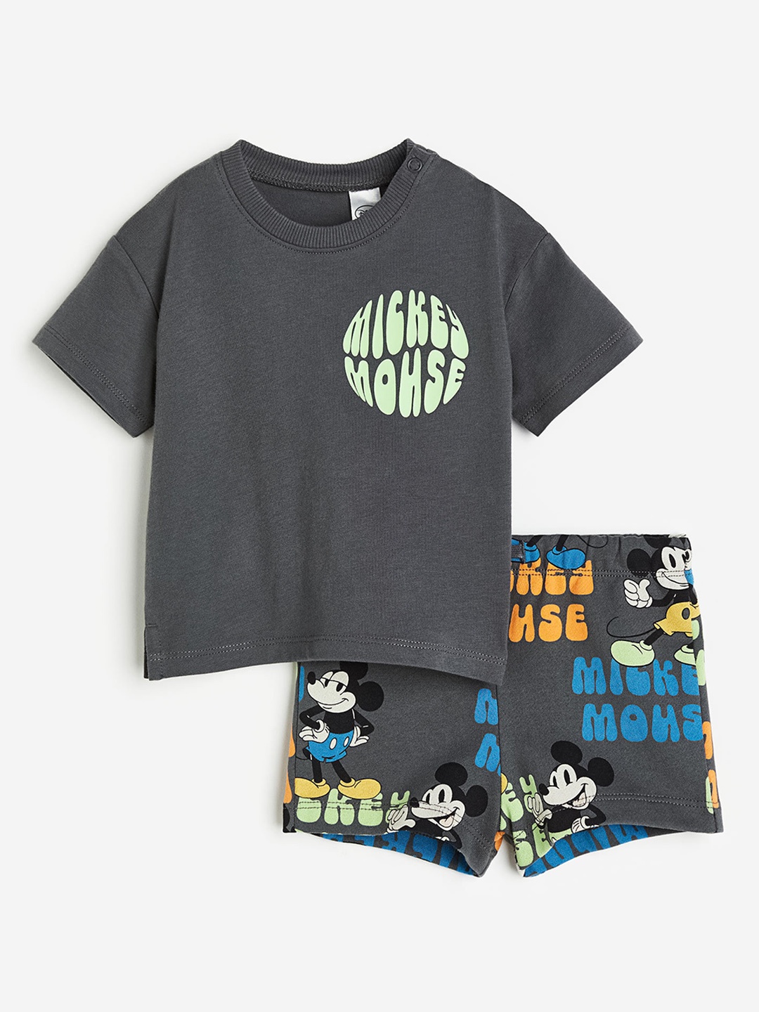 

H&M Boys Mickey Mouse 2-Piece Printed Set, Grey