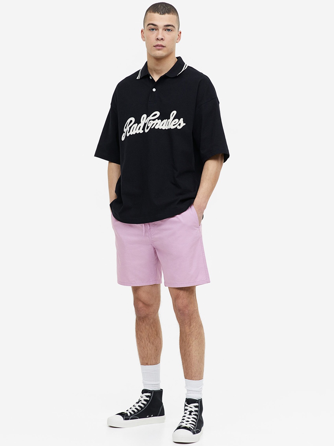 

H&M Men Regular Fit Cotton Shorts, Pink