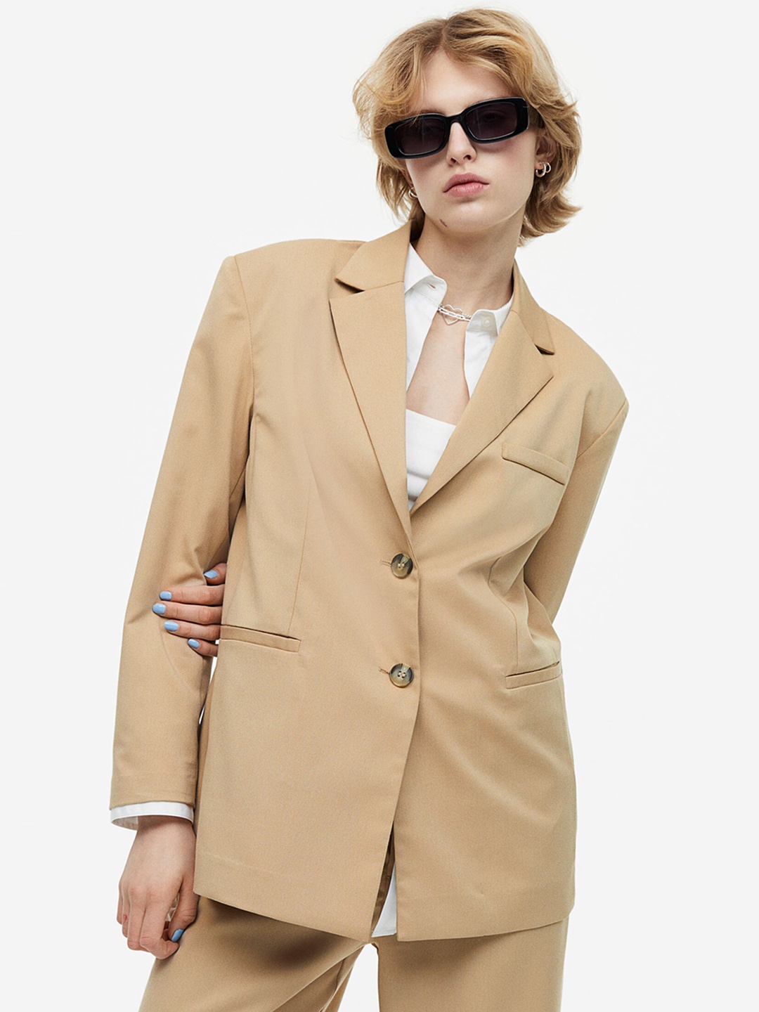 

H&M Single-Breasted Blazer, Beige