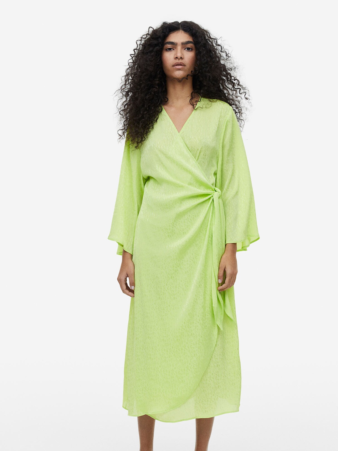 

H&M Jacquard-Weave Wrap Dress, Lime green