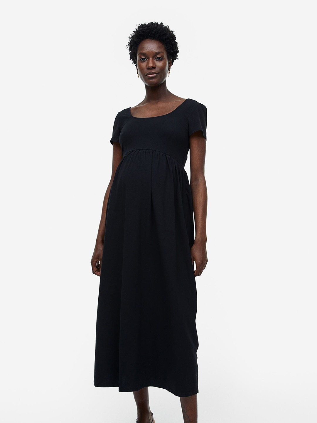 

H&M MAMA Square-Neck Jersey Dress, Black