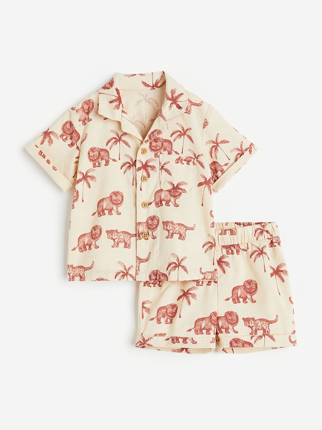 

H&M Boys 2-Piece Patterned Set, Beige