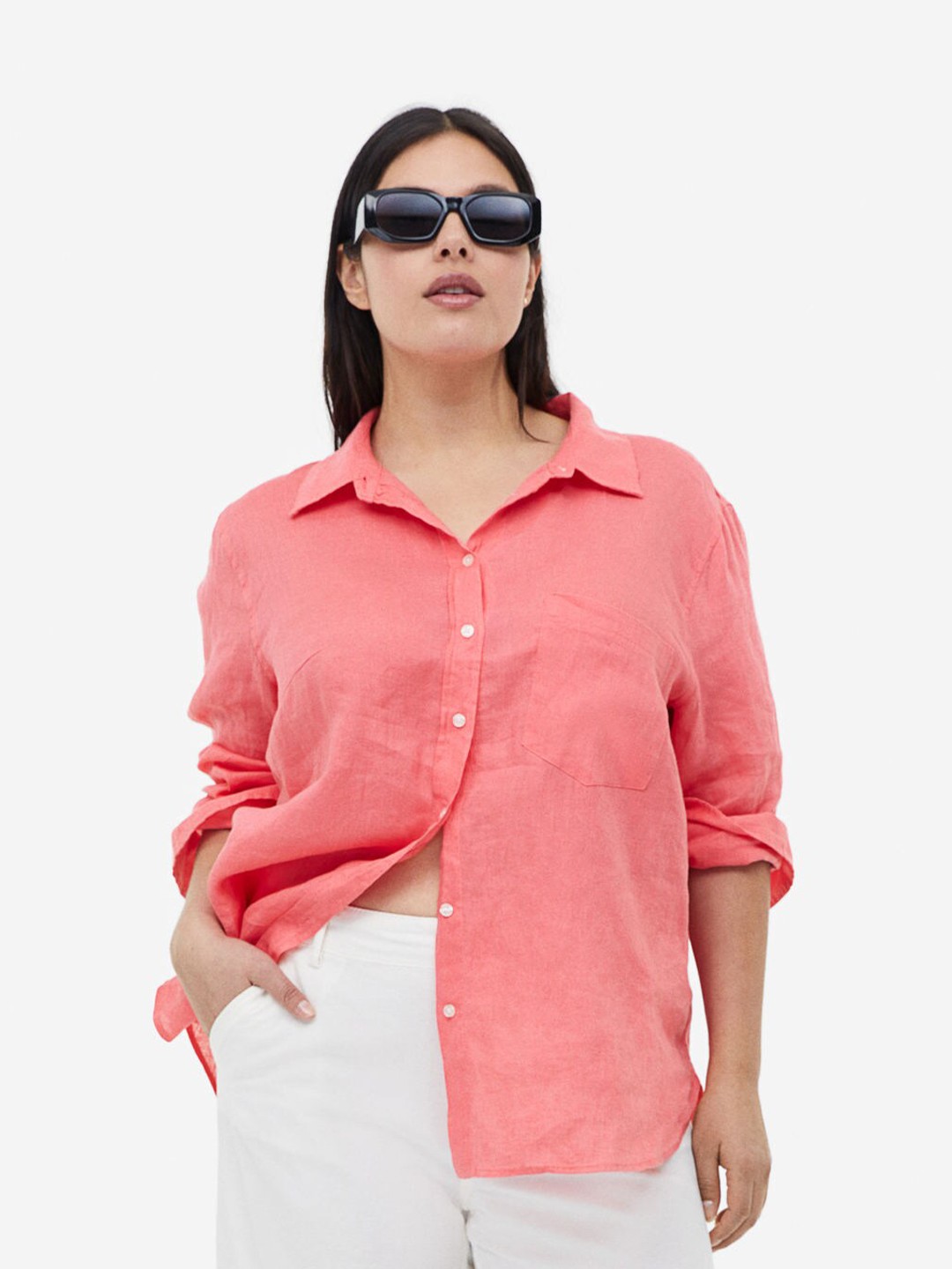 

H&M Linen Shirt, Pink