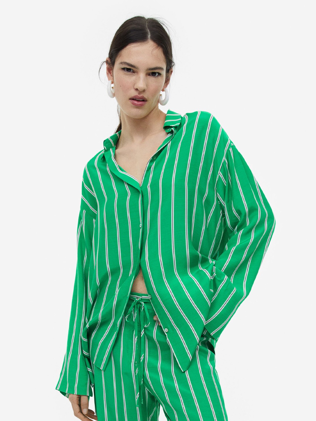 

H&M Women Oversized Shirt, Green