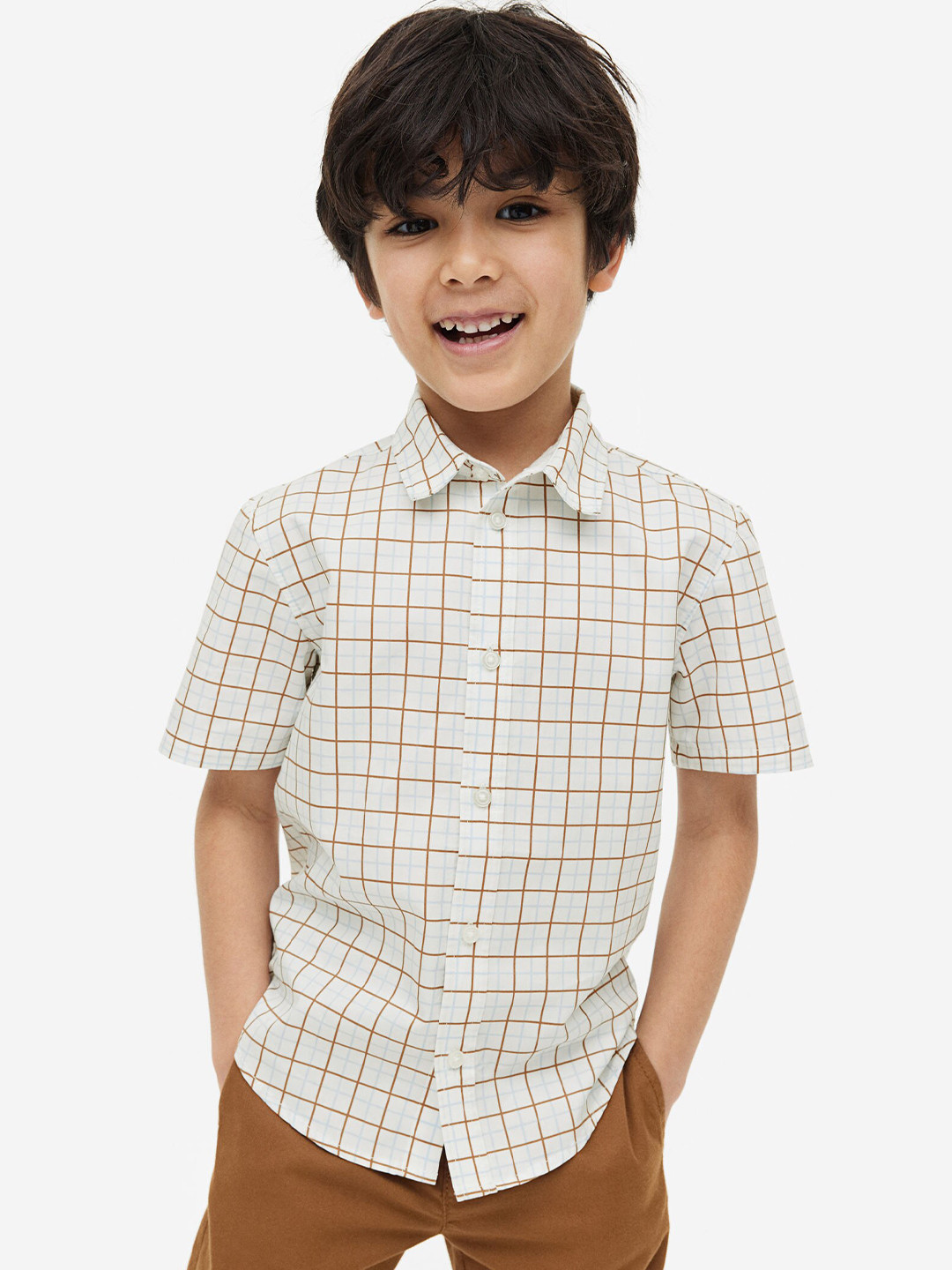 

H&M Boys Short-Sleeved Cotton Shirt, White
