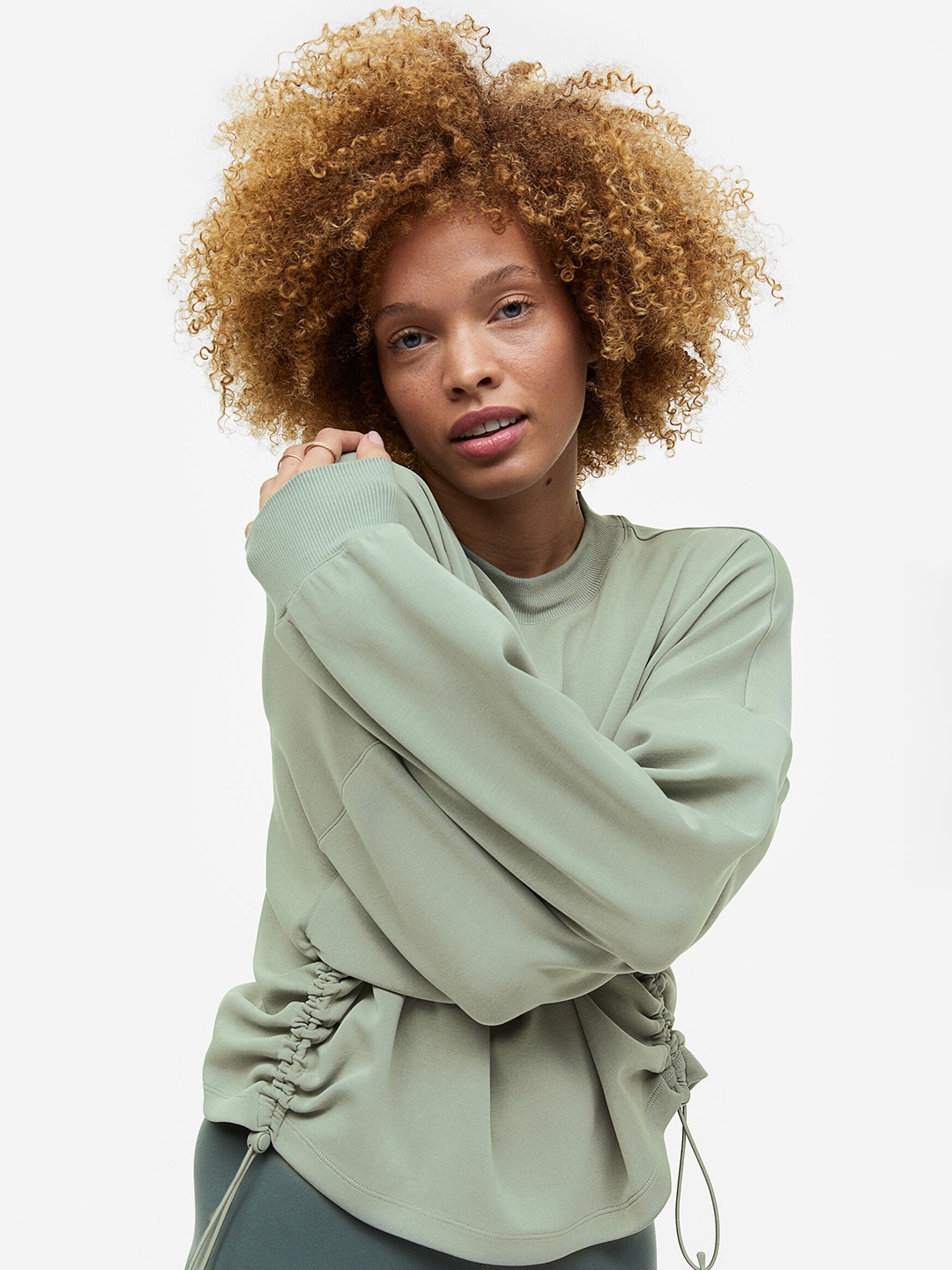 

H&M DryMove Oversized Drawstring-Detail Sweatshirt, Green