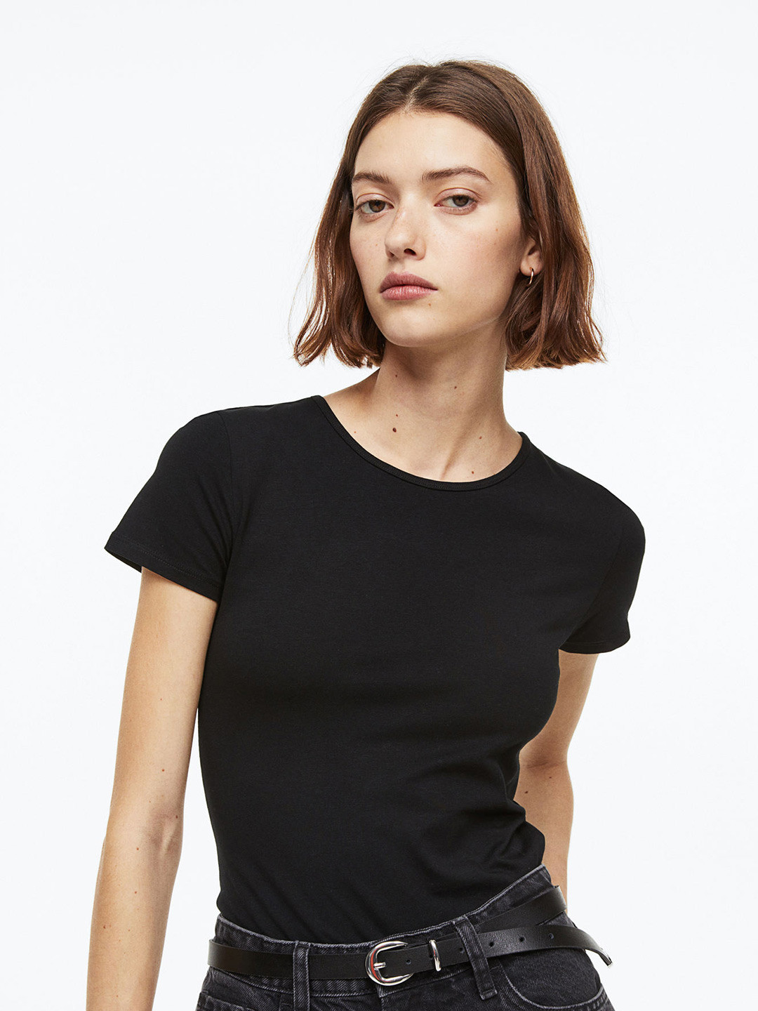 

H&M Women Cotton T-shirt, Black
