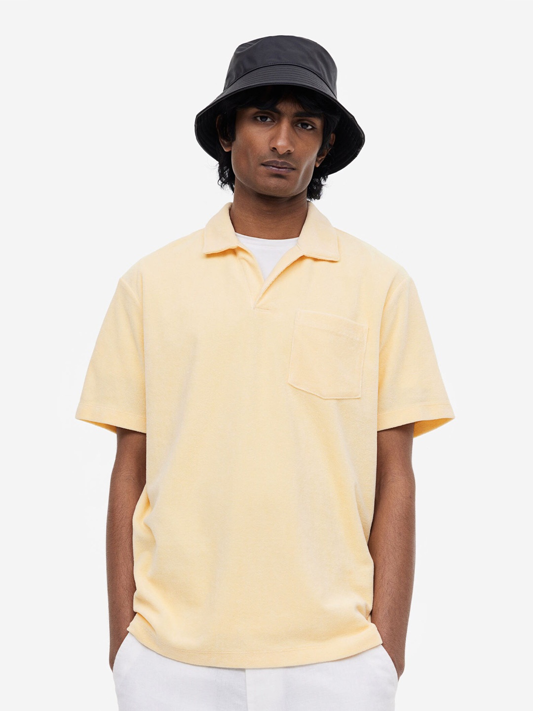

H&M Regular Fit Terry Polo Shirt, Yellow