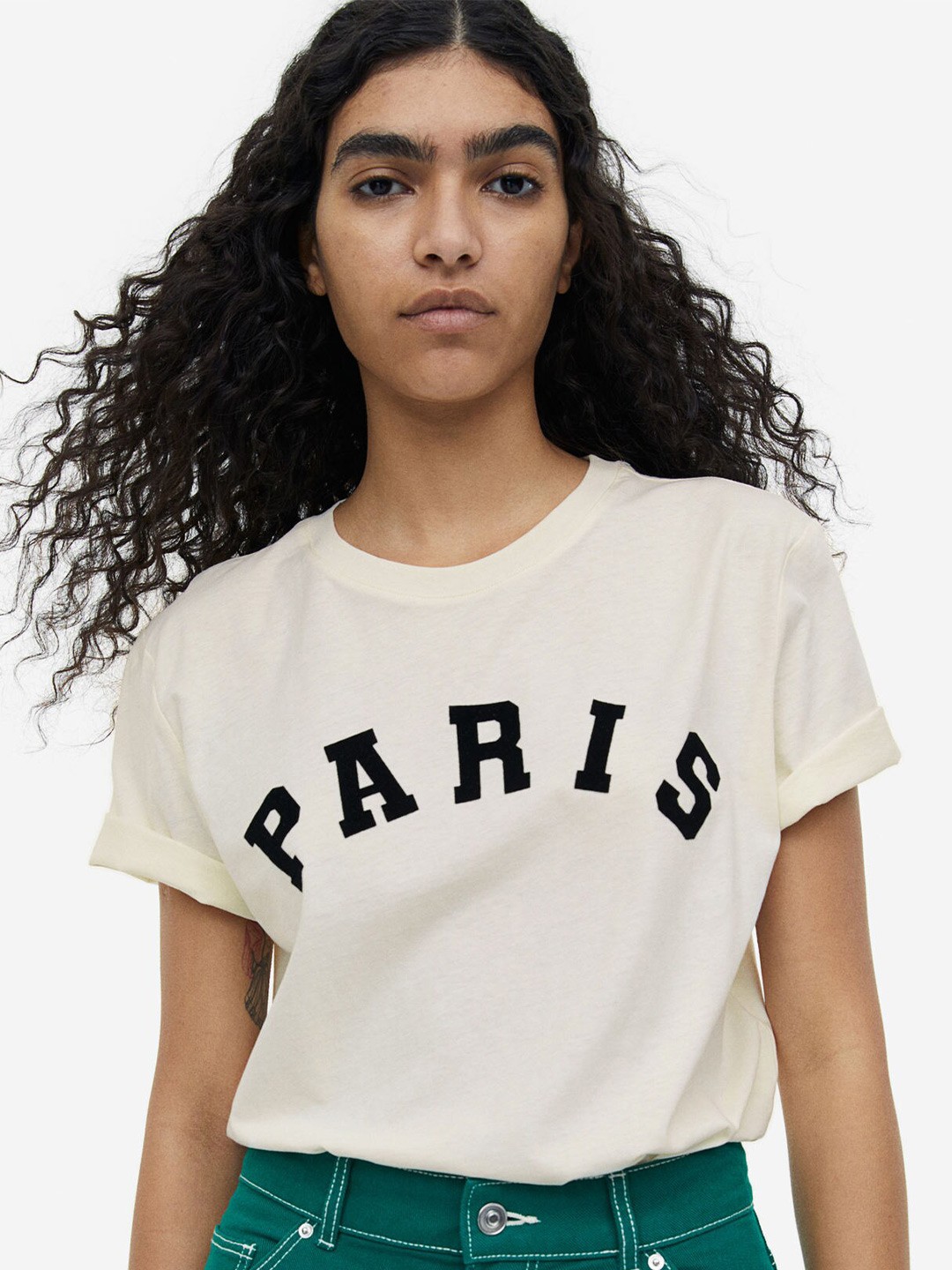 

H&M Women Printed T-shirt, Off white