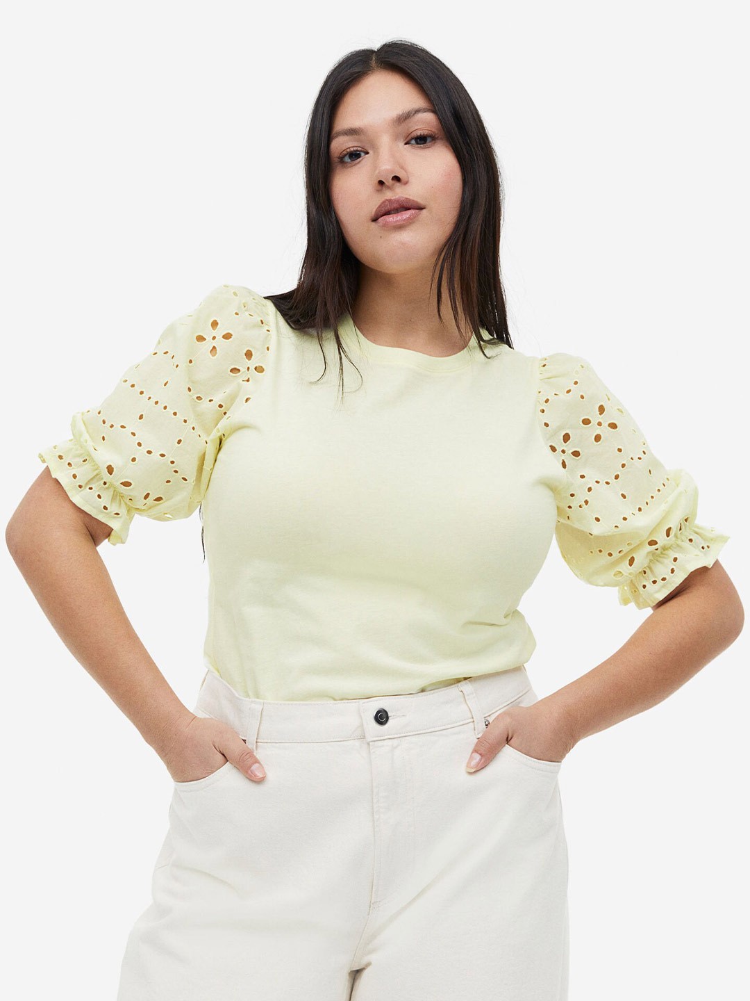 

H&M Broderie Anglaise Top, Yellow